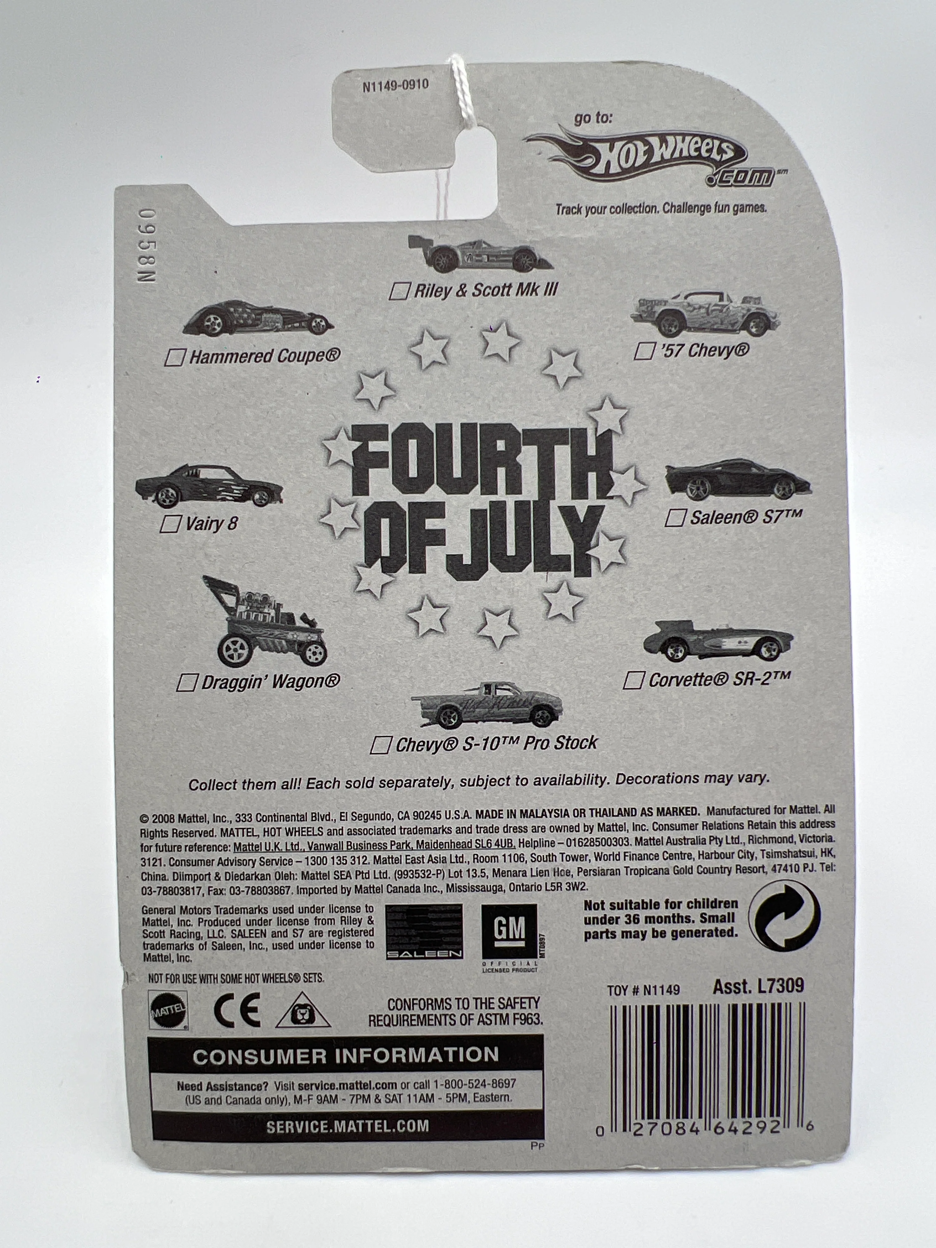 2008 Hot Wheels Fourth Of July Saleen S7 Blue 155F - Image 6