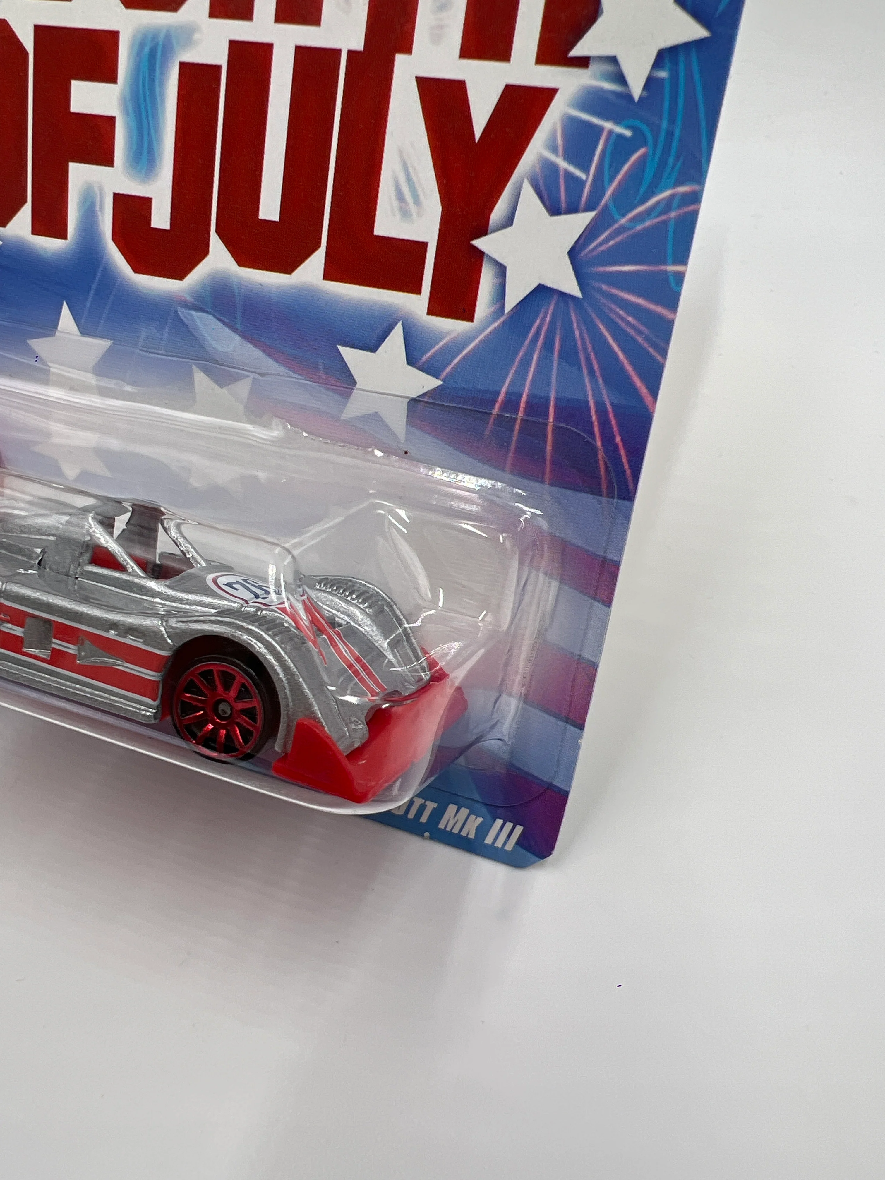 2008 Hot Wheels Fourth Of July Riley & Scott MK III Silver 155F - Image 3