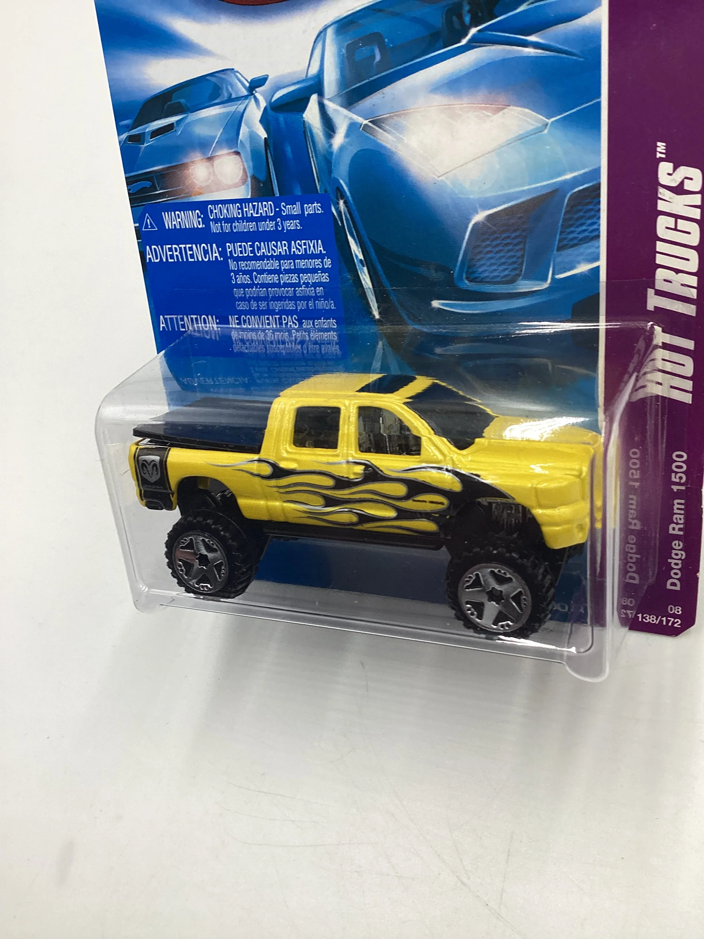 2008 Hot Wheels HW Team: Hot Trucks #138 Dodge Ram 1500 Yellow International Card 40A - Image 4