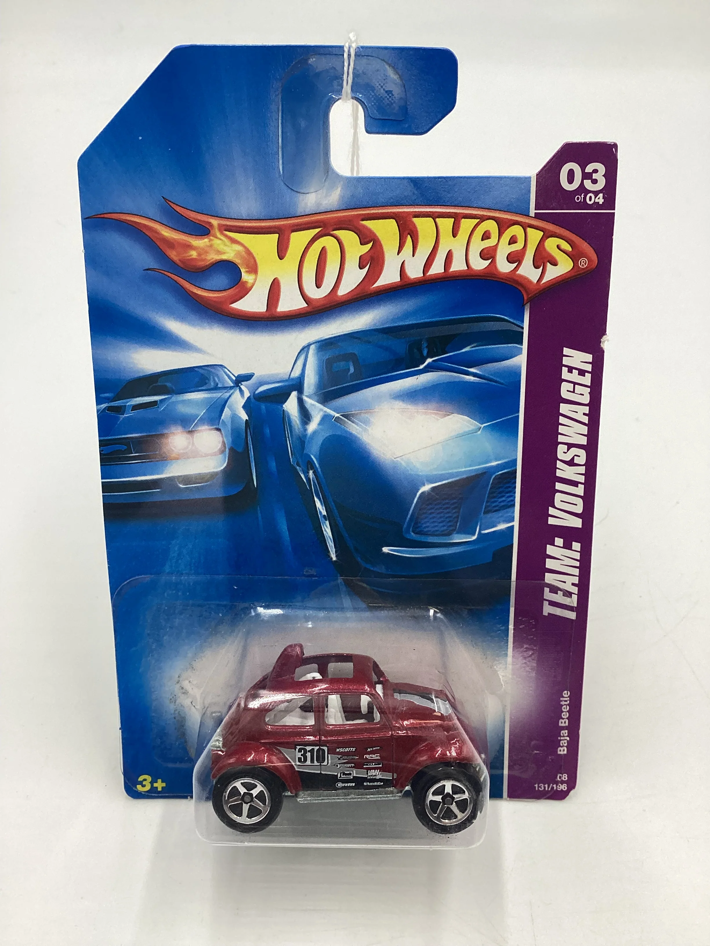 2008 Hot Wheels HW Team Volkswagen #131 Baja Beetle Red 97D - Image 2