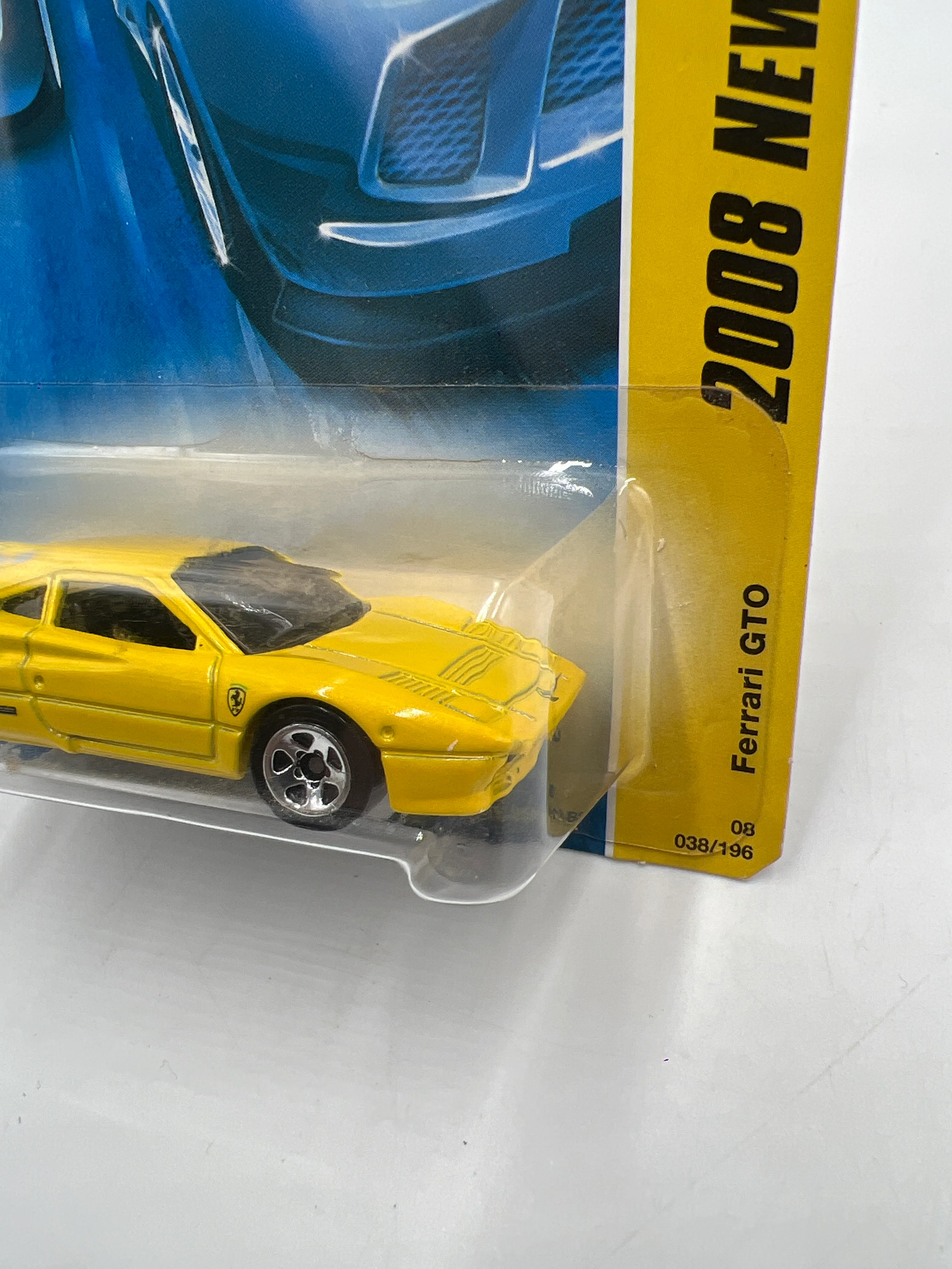 2008 Hot Wheels New Models #038 Ferrari GTO Yellow *Card Not Perfect* - Image 4