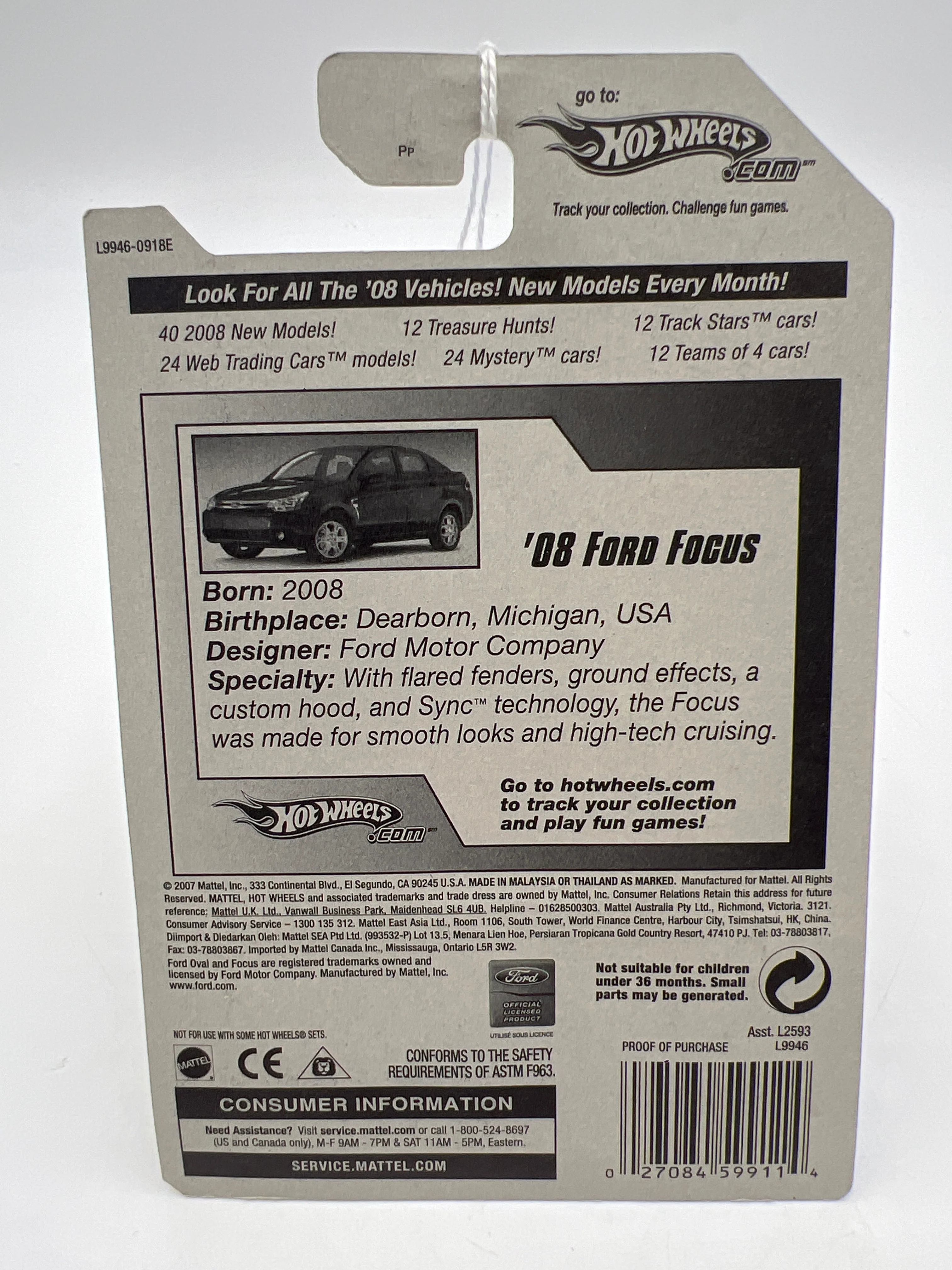 2008 Hot Wheels New Models #31 08 Ford Focus Blue 24A - Image 6