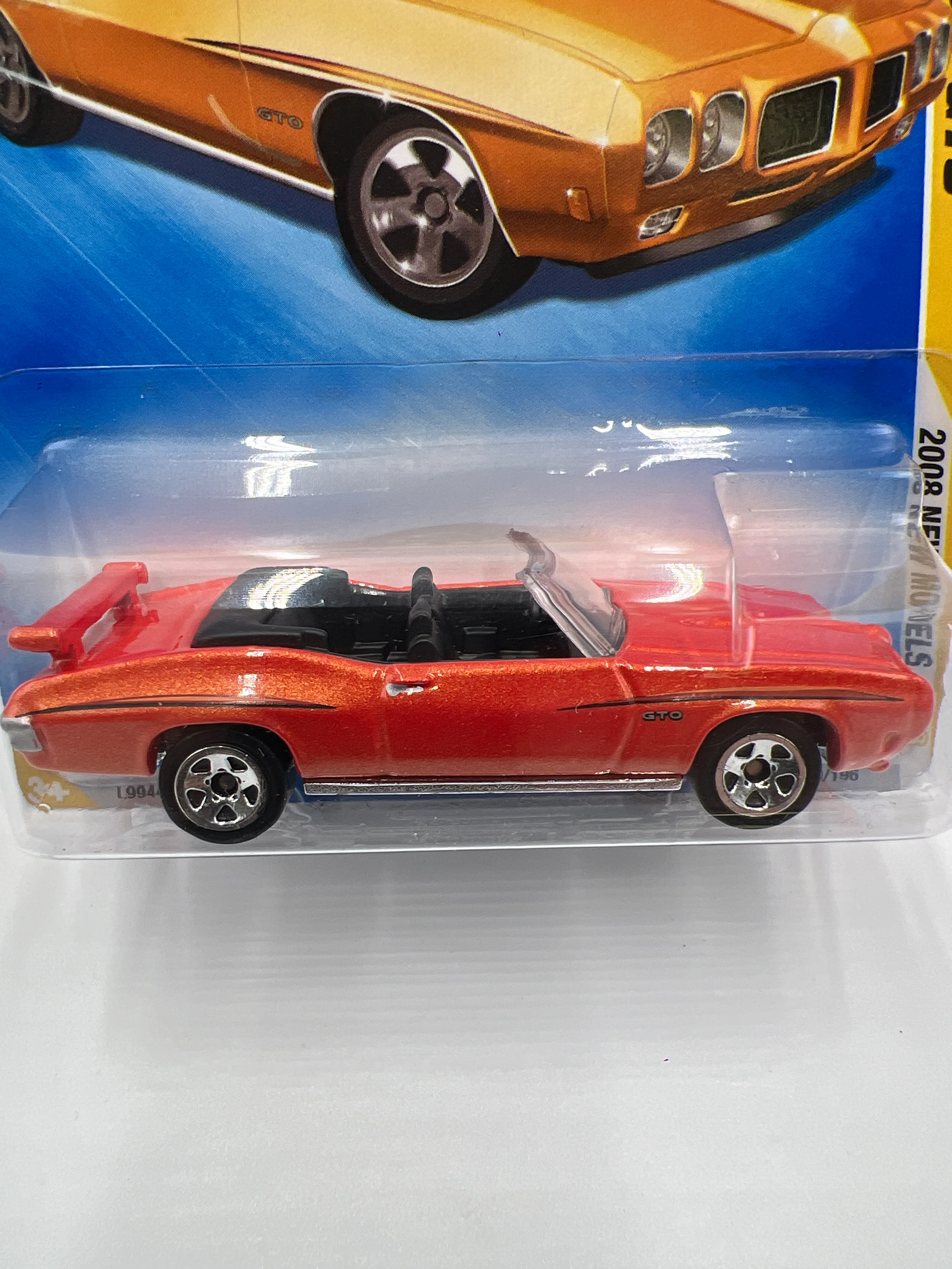 2008 Hot Wheels New Models #29 70 Pontiac GTO Orange 59F - Image 3