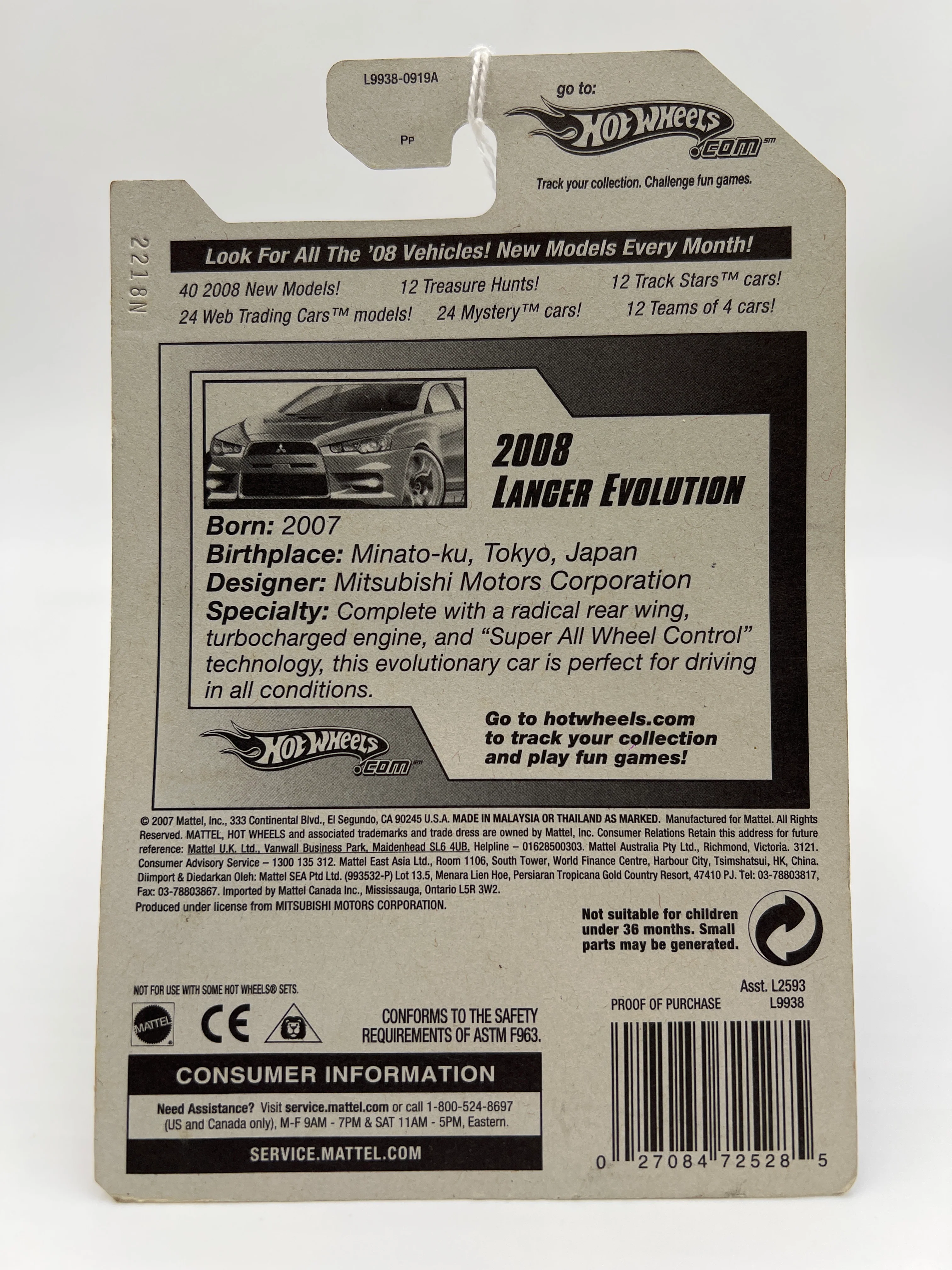 2008 Hot Wheels New Models #23 2008 Lancer Evolution Blue - Image 7