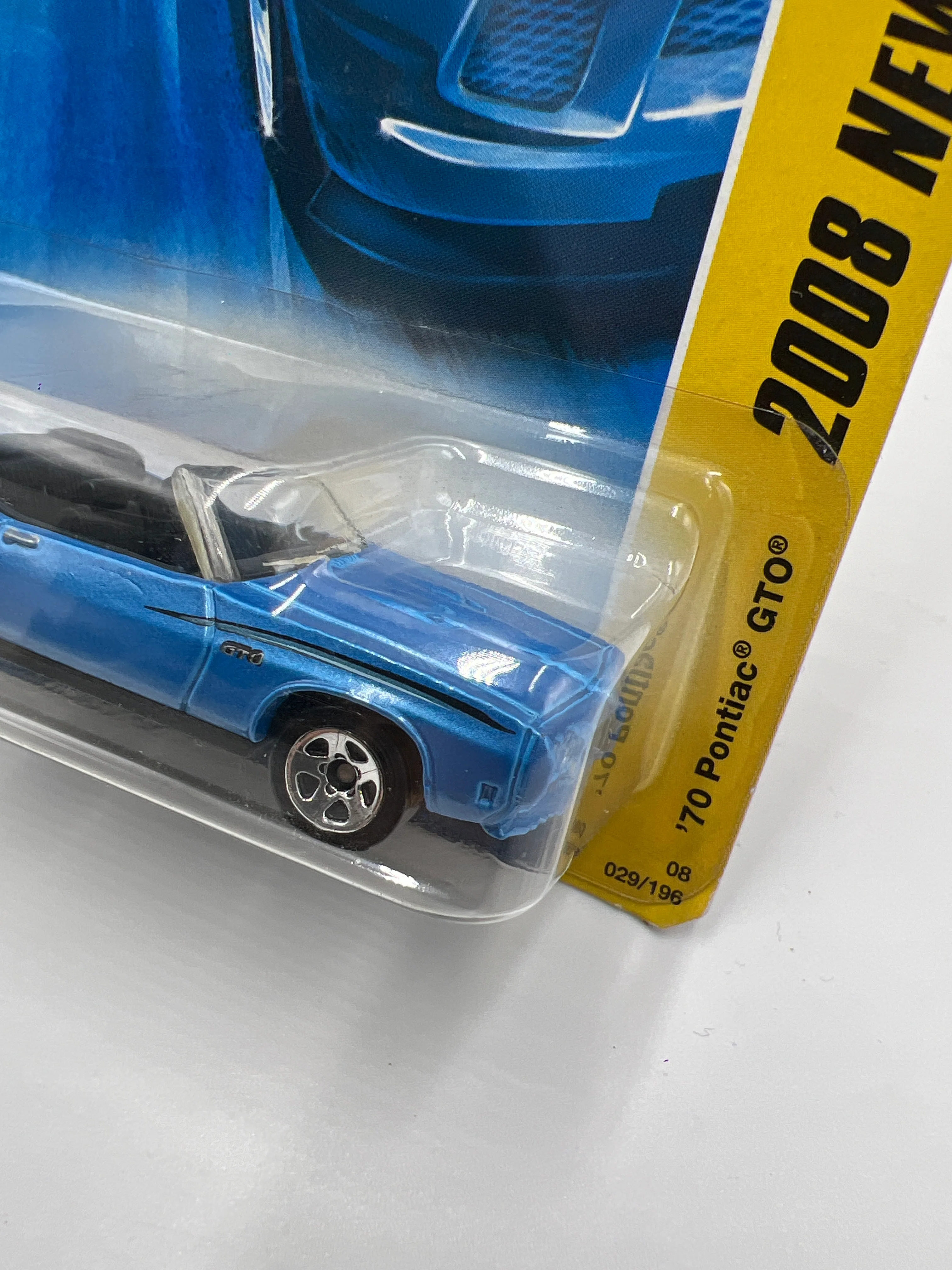 2008 Hot Wheels New Models #29 70 Pontiac GTO Blue 54F - Image 4