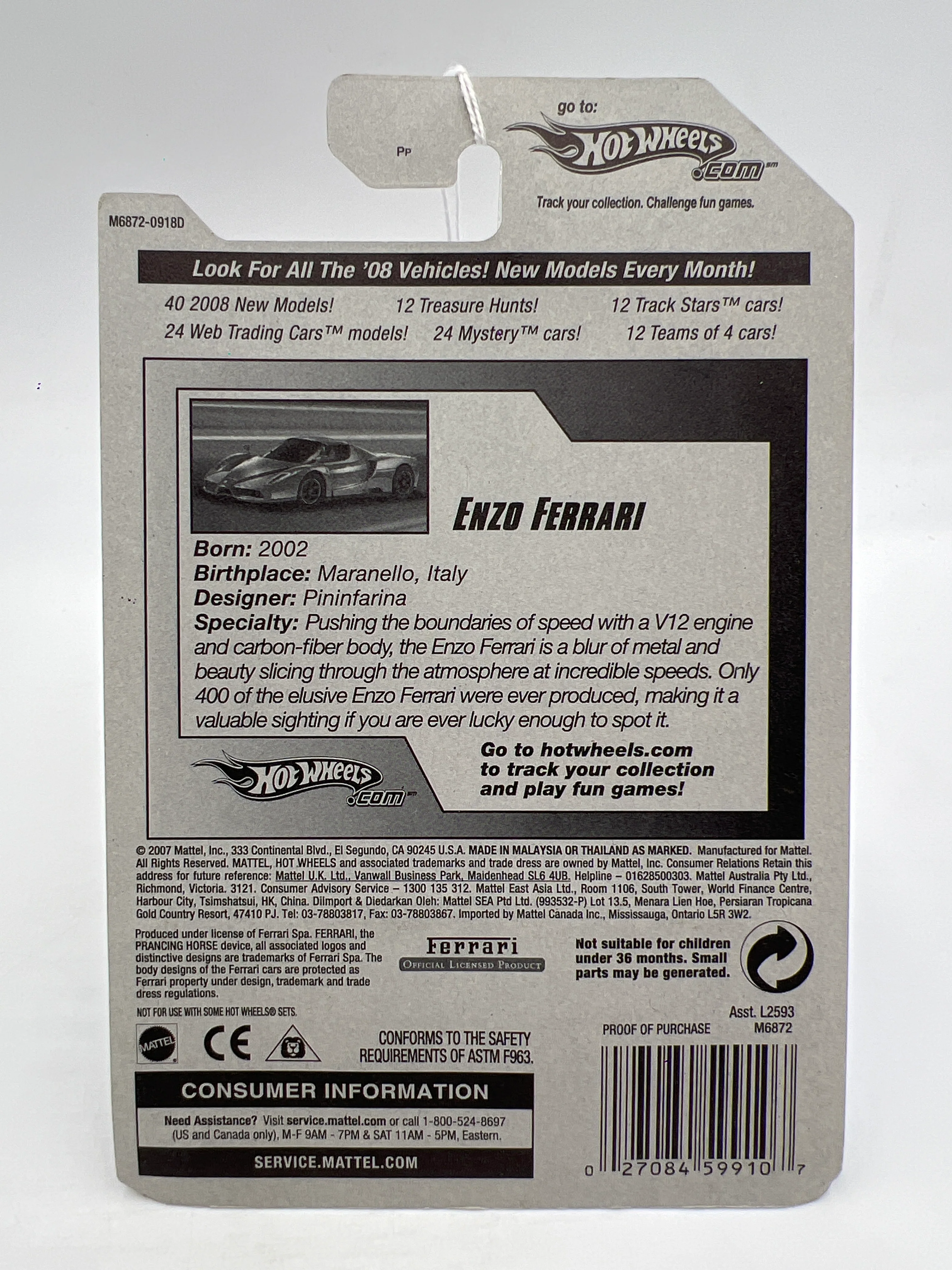 2008 Hot Wheels Team Exotics #114 Enzo Ferrari Blue SR - Image 6