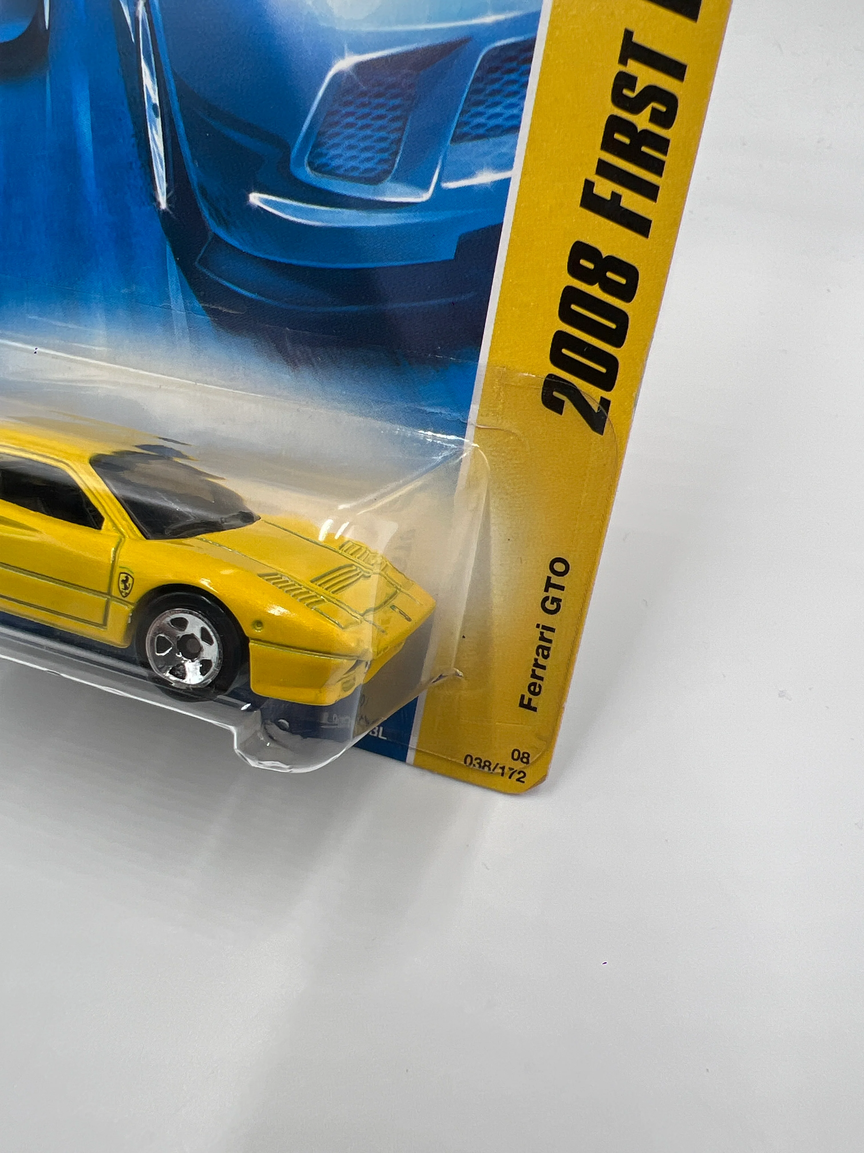 2008 Hot Wheels New Models #38 Ferrari GTO Yellow W/Protector SR - Image 4