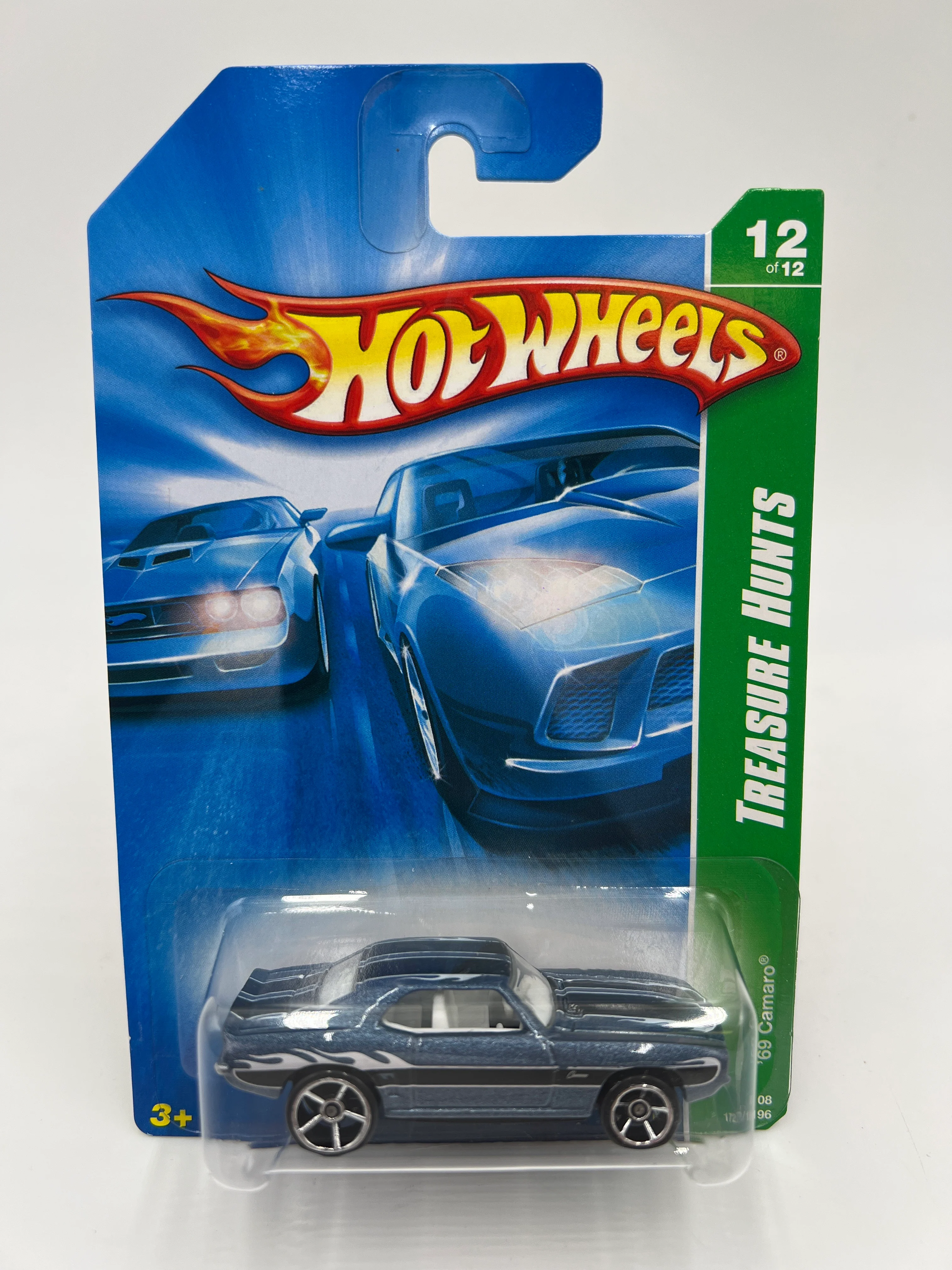2008 Hot Wheels Treasure Hunt #172 69 Camaro Blue 273A - Image 2