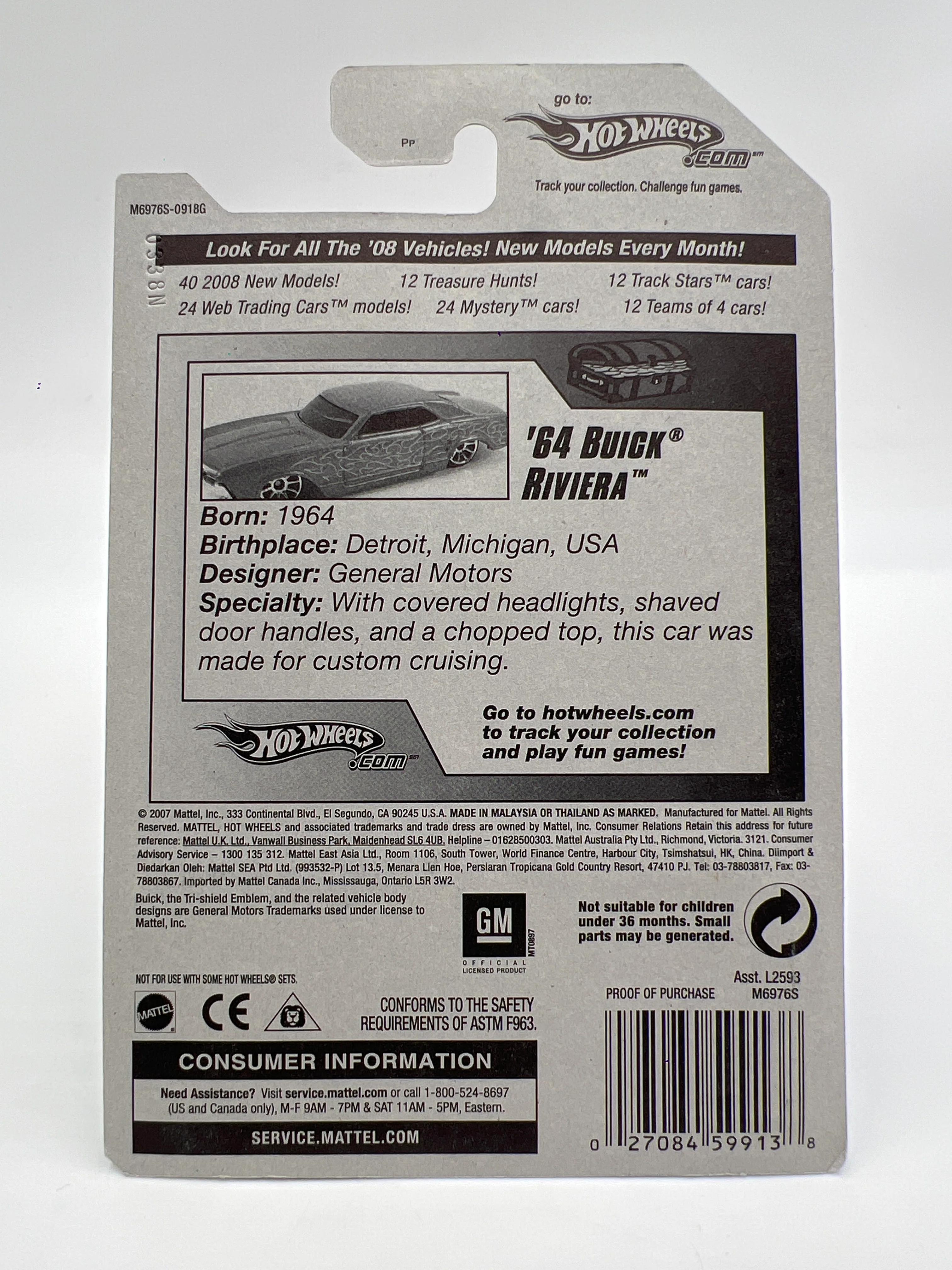 2008 Hot Wheels Super Treasure Hunt #170 64 Buick Riviera Pink/Purple W/Protector - Image 6