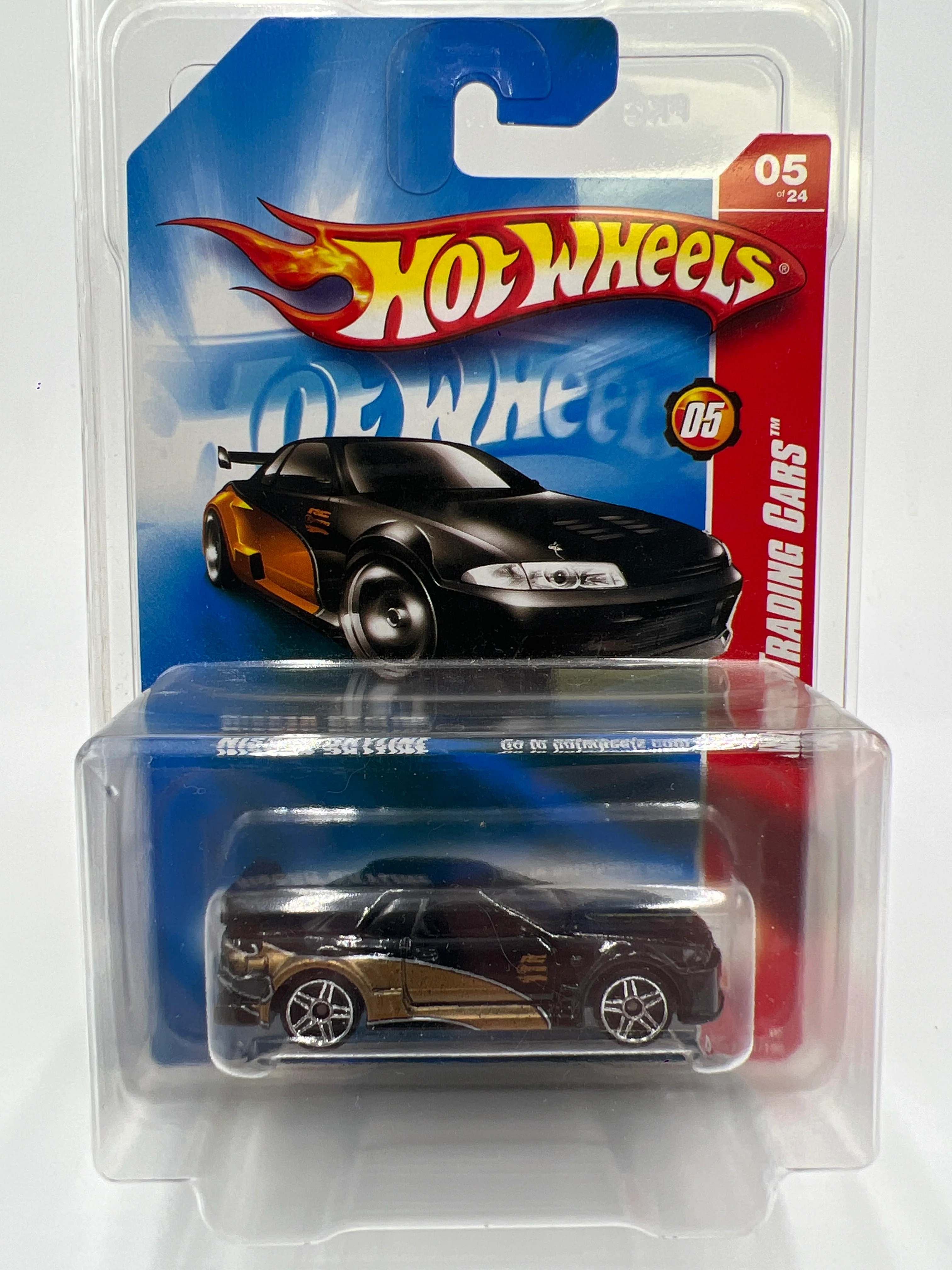 2008 Hot Wheels Web Trading Cars #81 Nissan Skyline Black/Gold W/Protector - Image 8