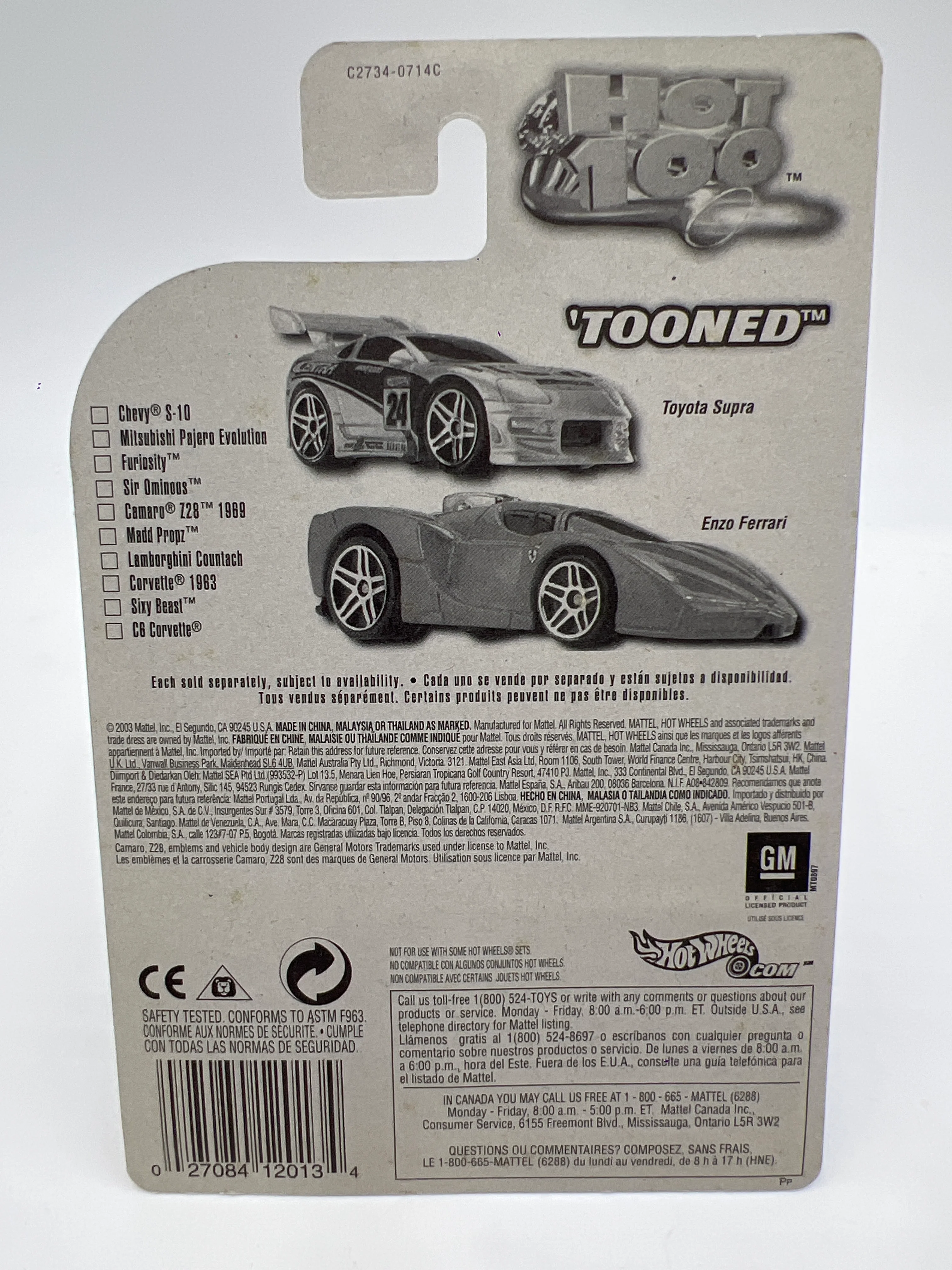 2004 Hot Wheels First Editions Zamac #071 Tooned Camaro Z28 1969 146A - Image 6