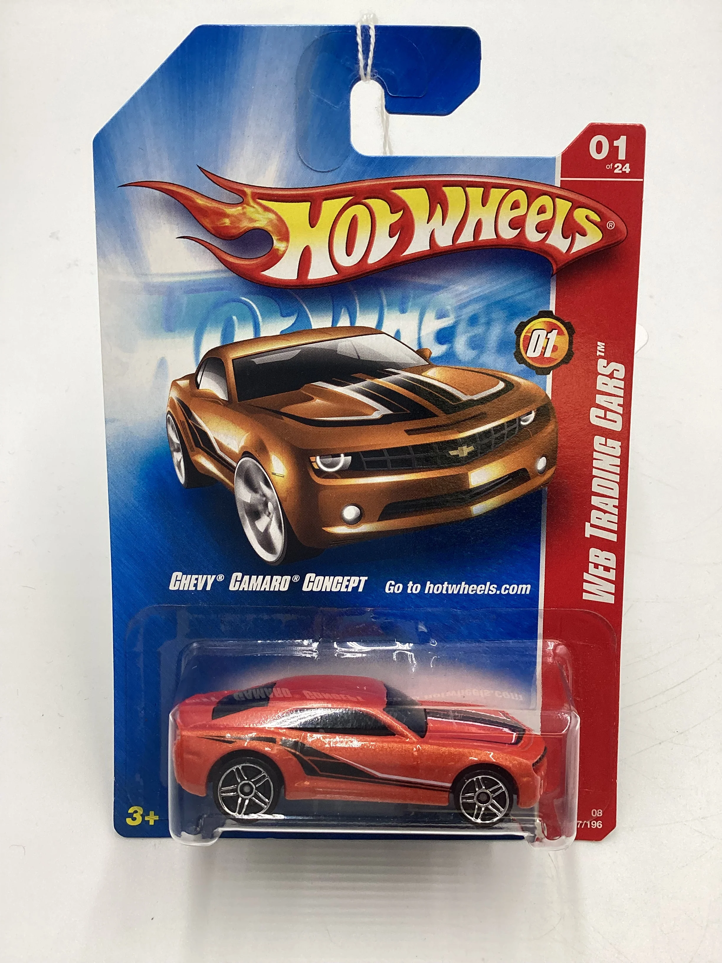 2008 Hot Wheels Web Trading Cars #77 Chevy Camaro Concept Orange 5F - Image 2