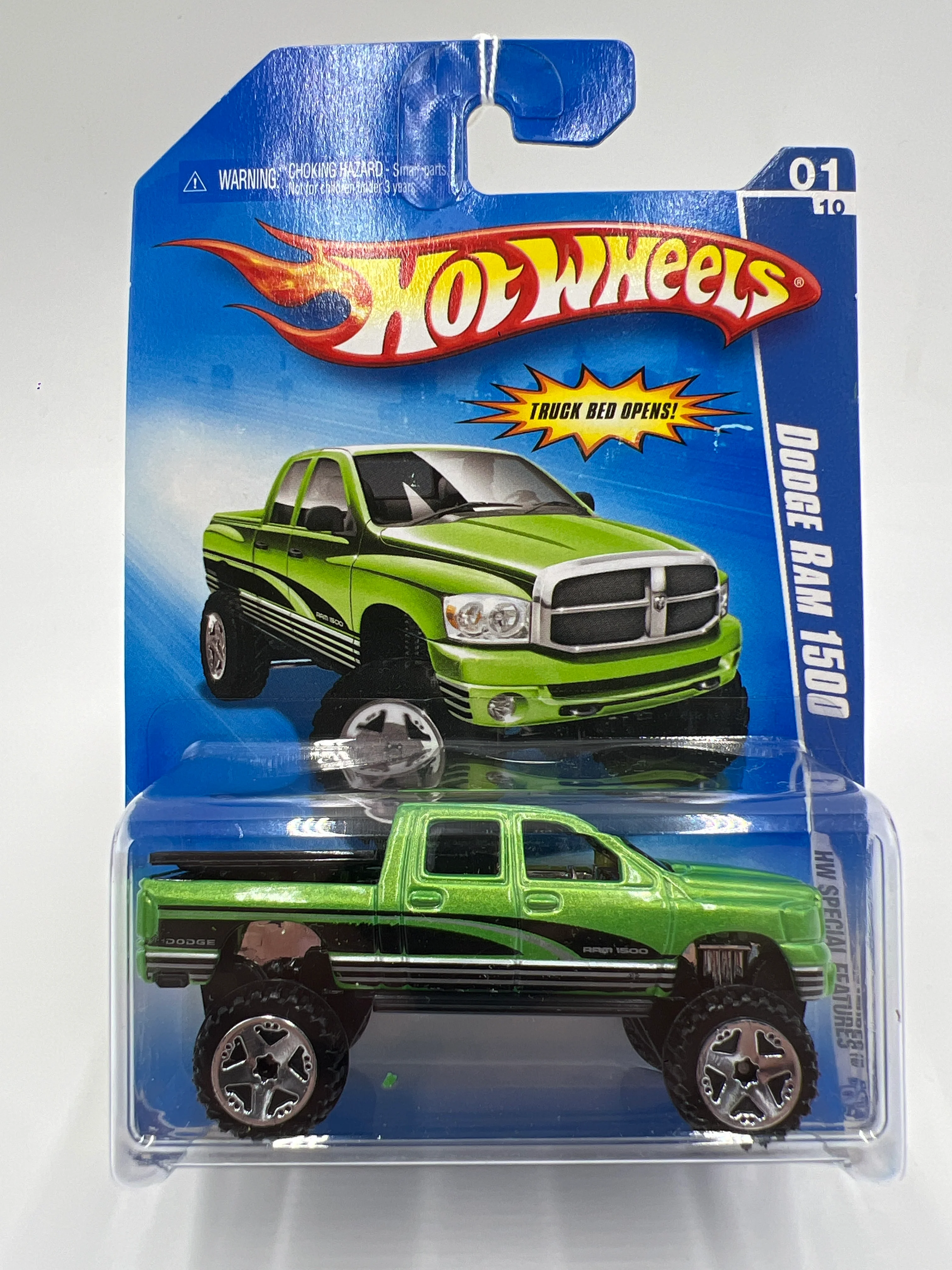 2009 Hot Wheels Special Features #87 Dodge Ram 1500 Green 39C - Image 2