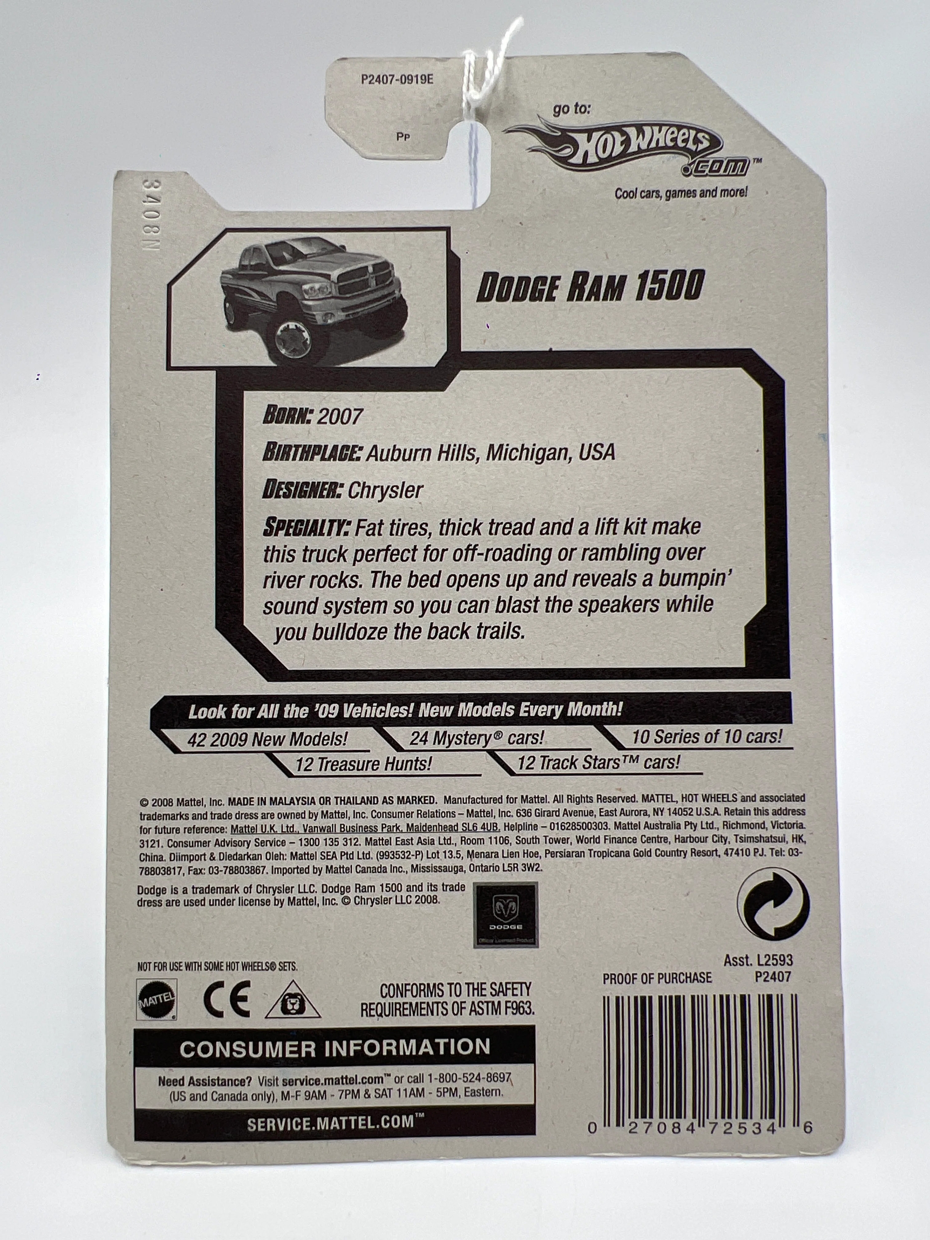2009 Hot Wheels Special Features #87 Dodge Ram 1500 Green 39C - Image 7