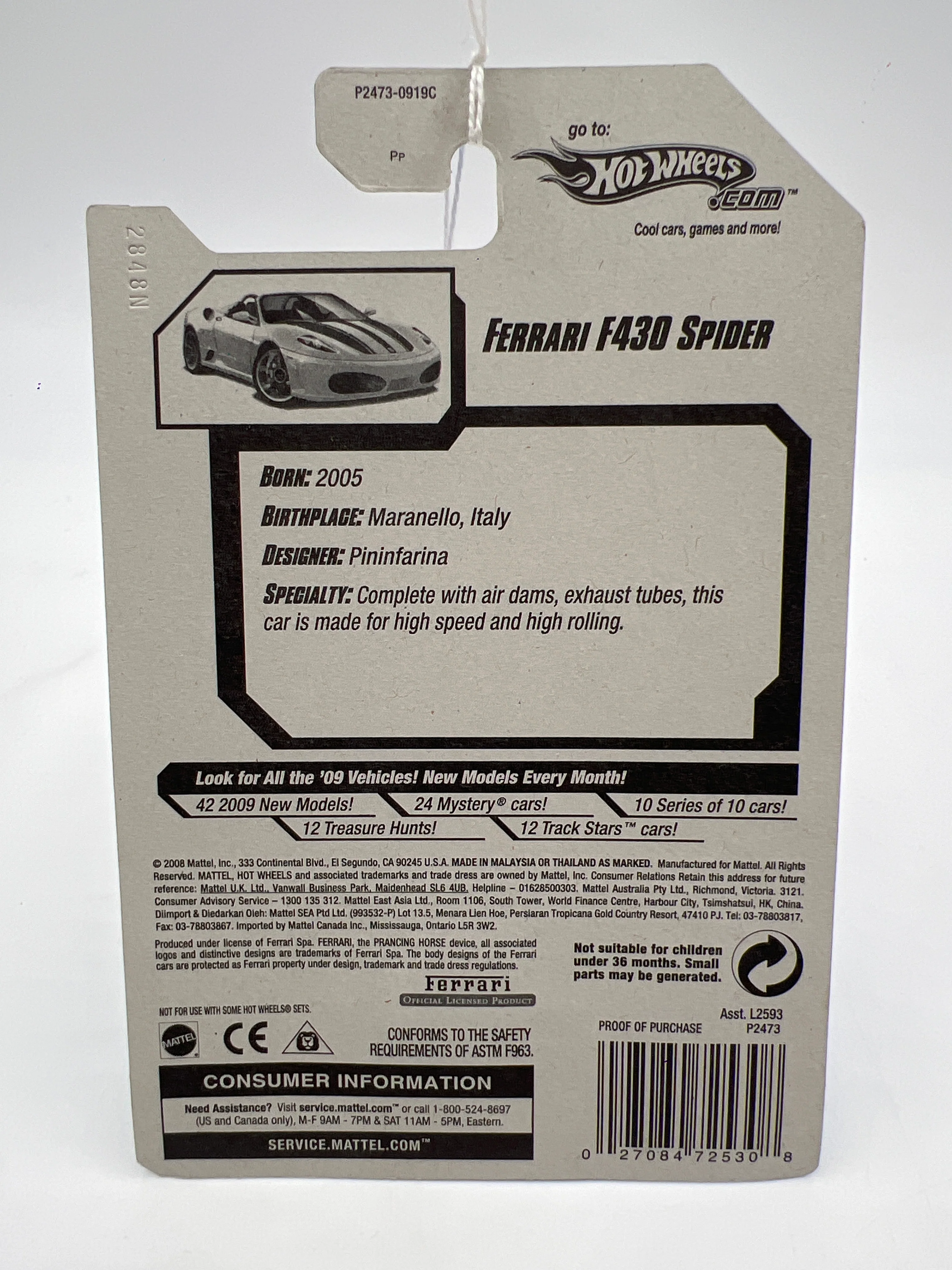 2009 Hot Wheels #153 Ferrari F430 Spider White - Image 6