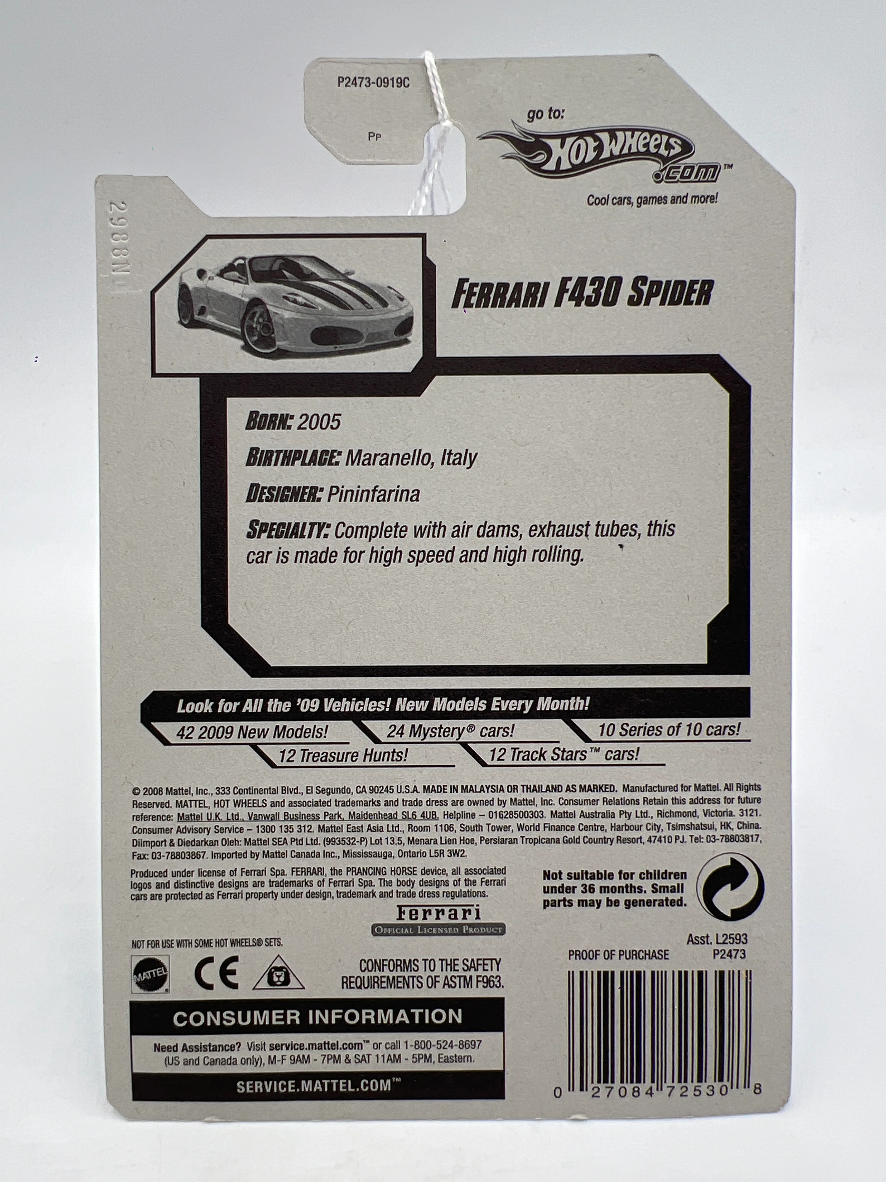 2009 Hot Wheels Dream Garage #153 Ferrari F430 Spider White - Image 6