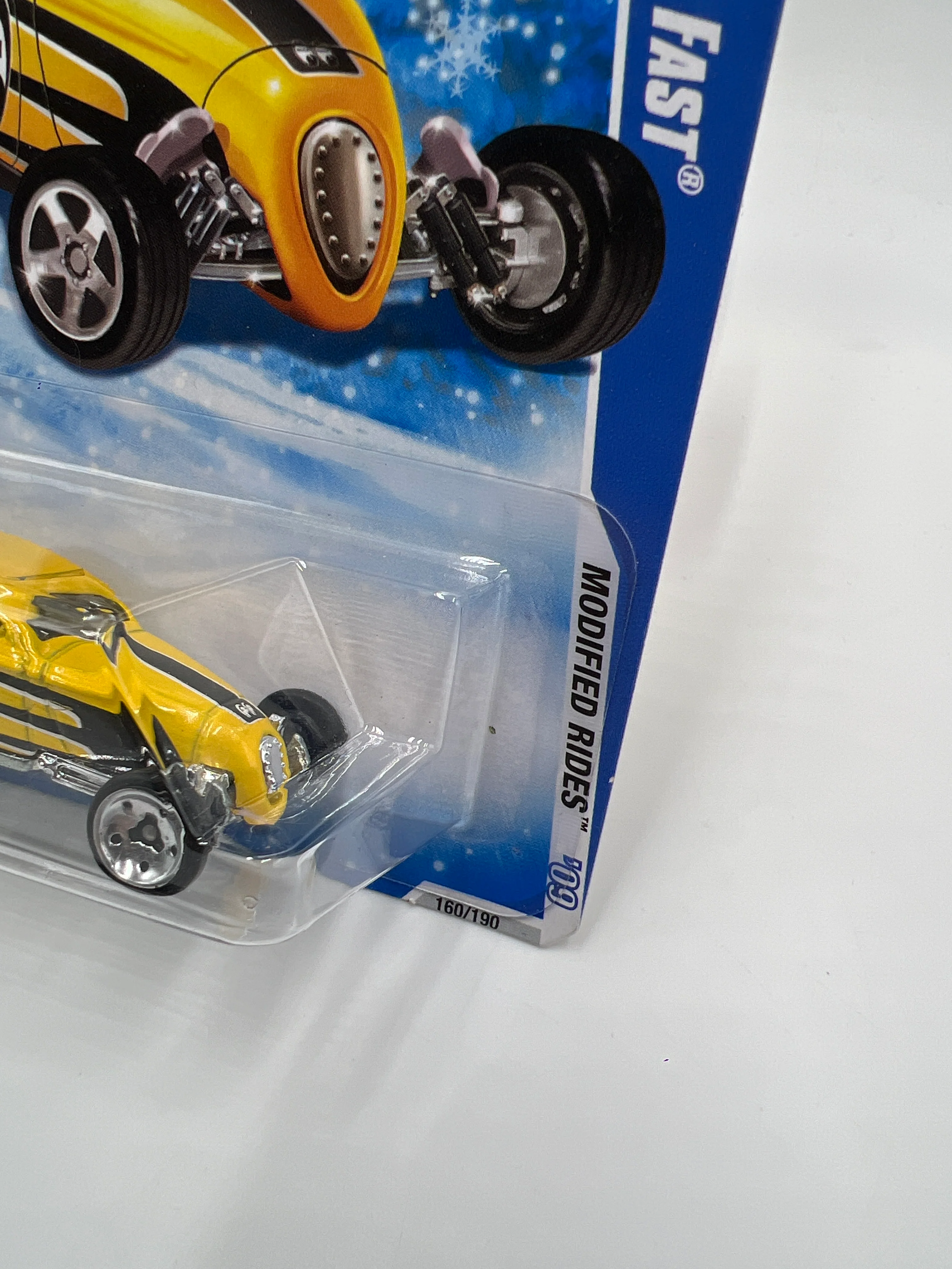 2009 Hot Wheels Target Exclusive Snowflake Card #160 Sooo Fast Yellow Mooneyes 240B - Image 3