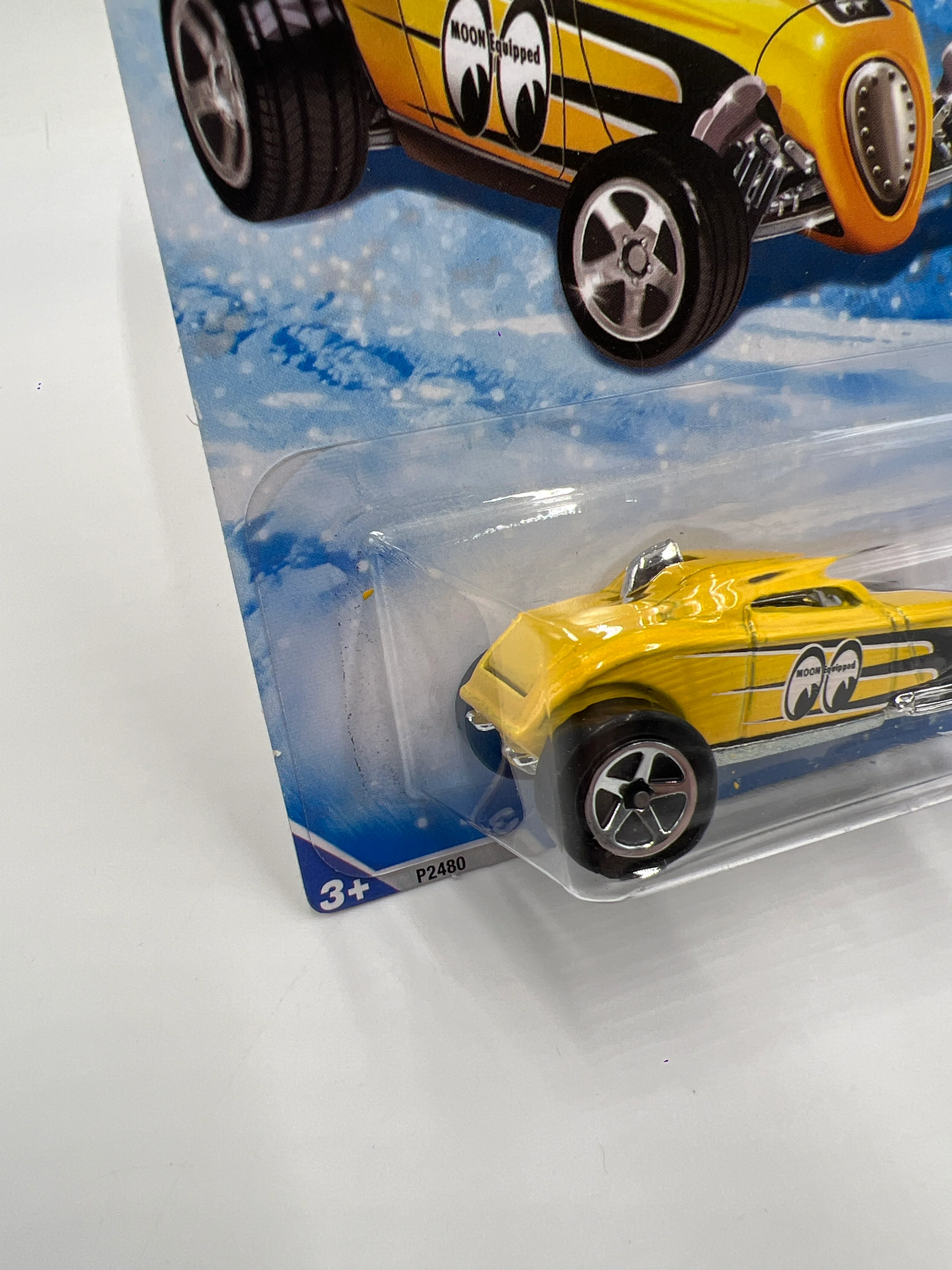 2009 Hot Wheels Target Exclusive Snowflake Card #160 Sooo Fast Yellow Mooneyes 240B - Image 4