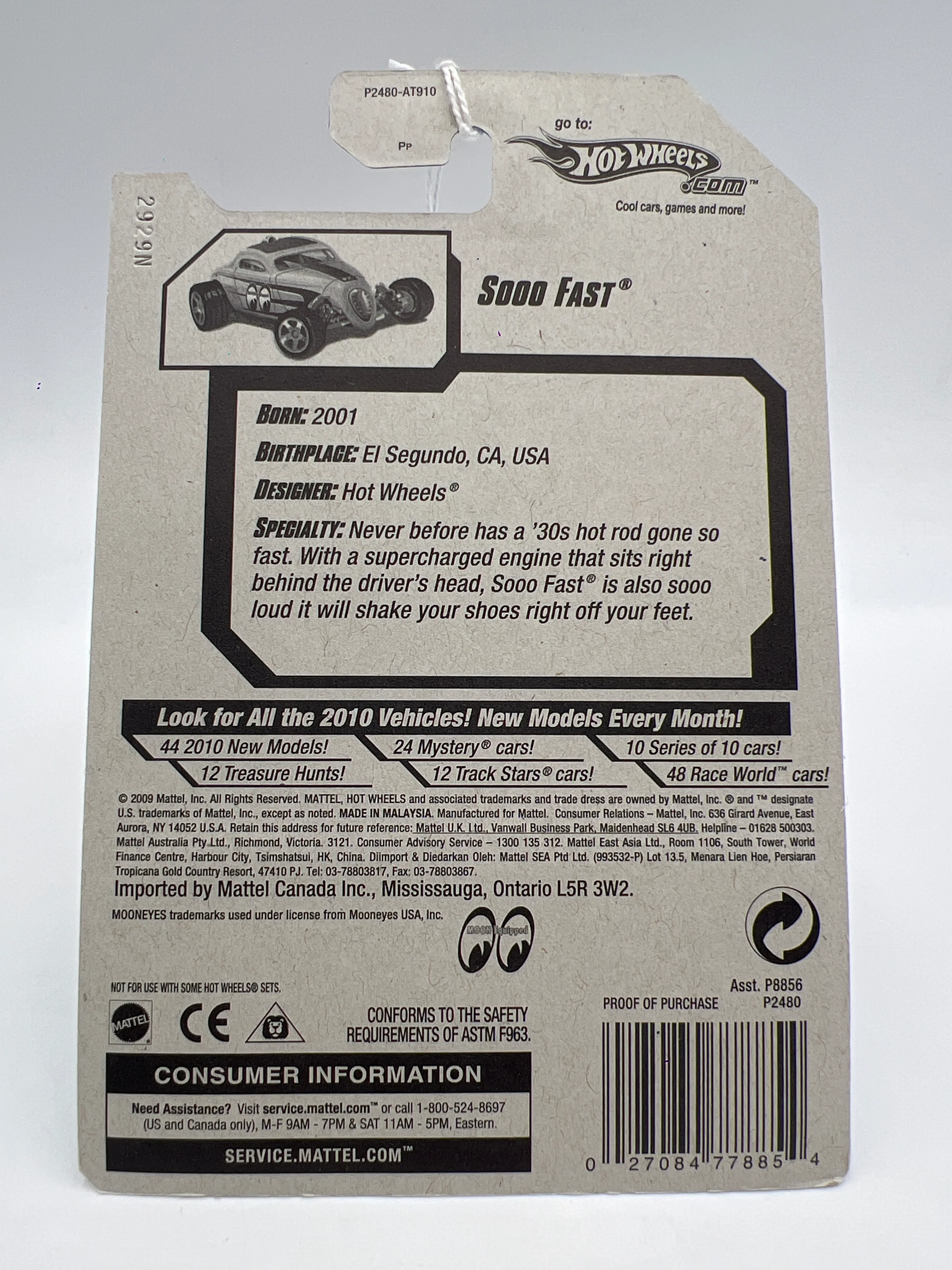 2009 Hot Wheels Target Exclusive Snowflake Card #160 Sooo Fast Yellow Mooneyes 240B - Image 6