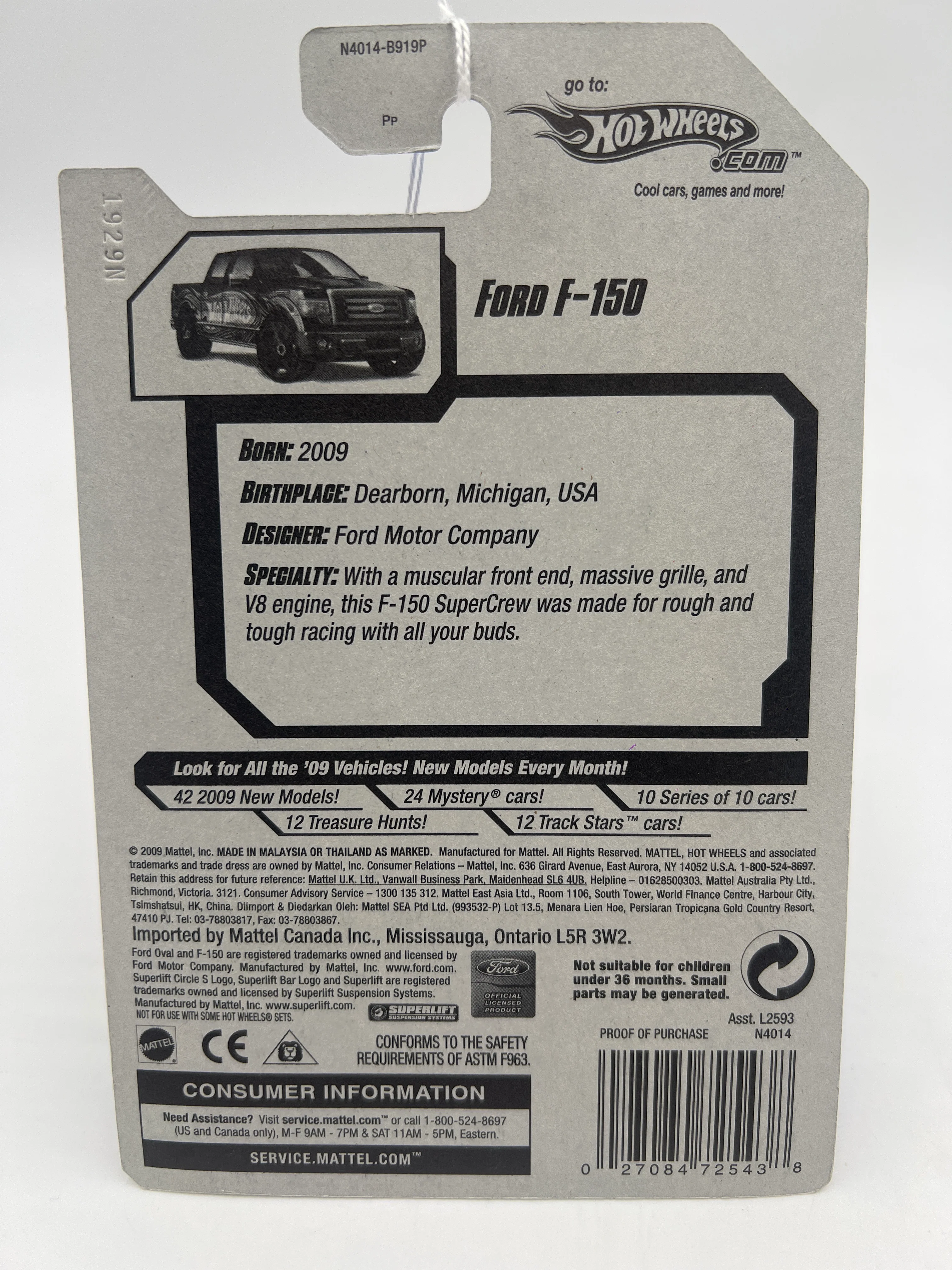 2009 Hot Wheels New Models  #011 Ford F-150 Blue 34A - Image 6