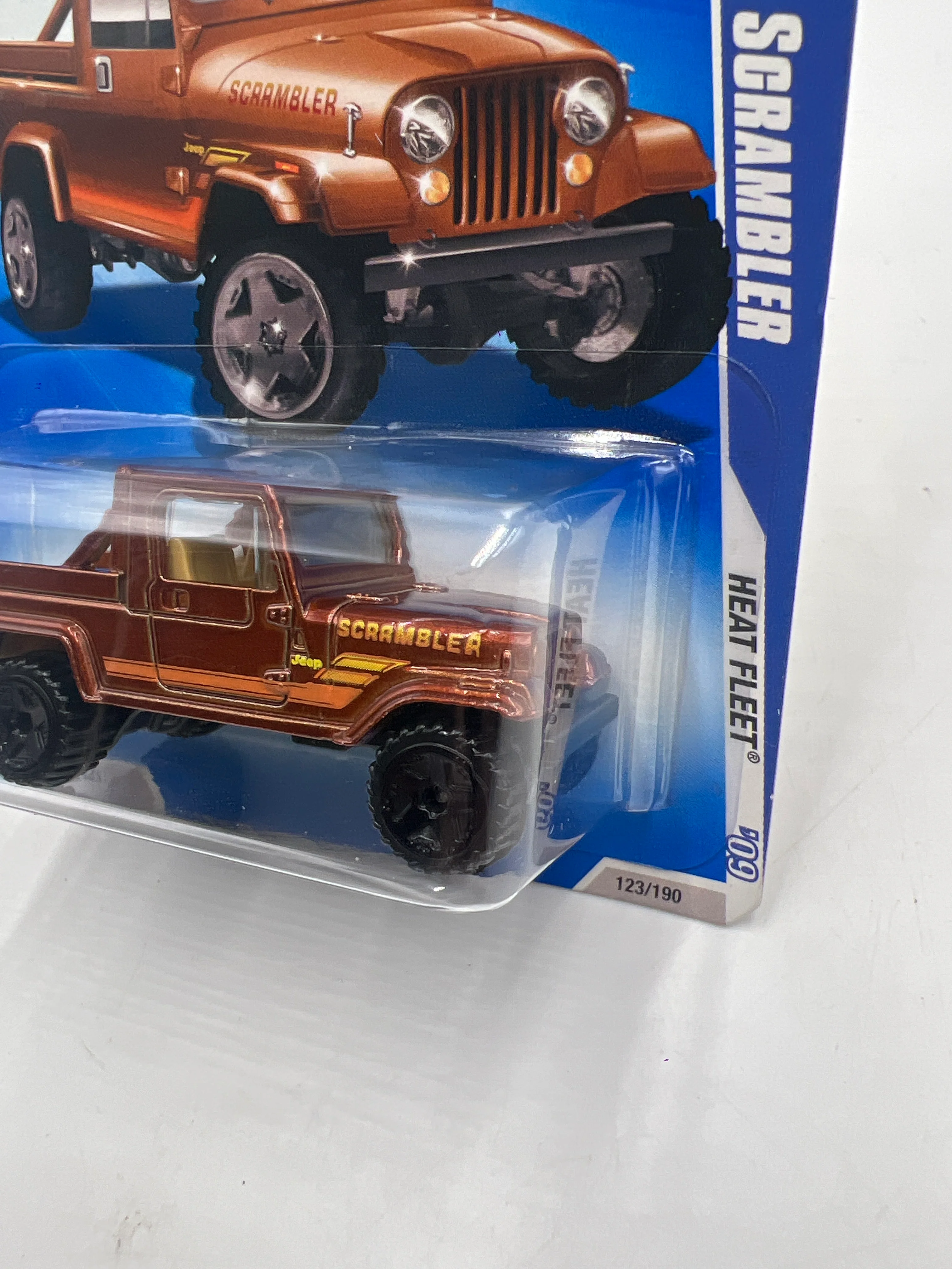 2009 Hot Wheels Heat Fleet #123 Jeep Scrambler Brown 45D - Image 4