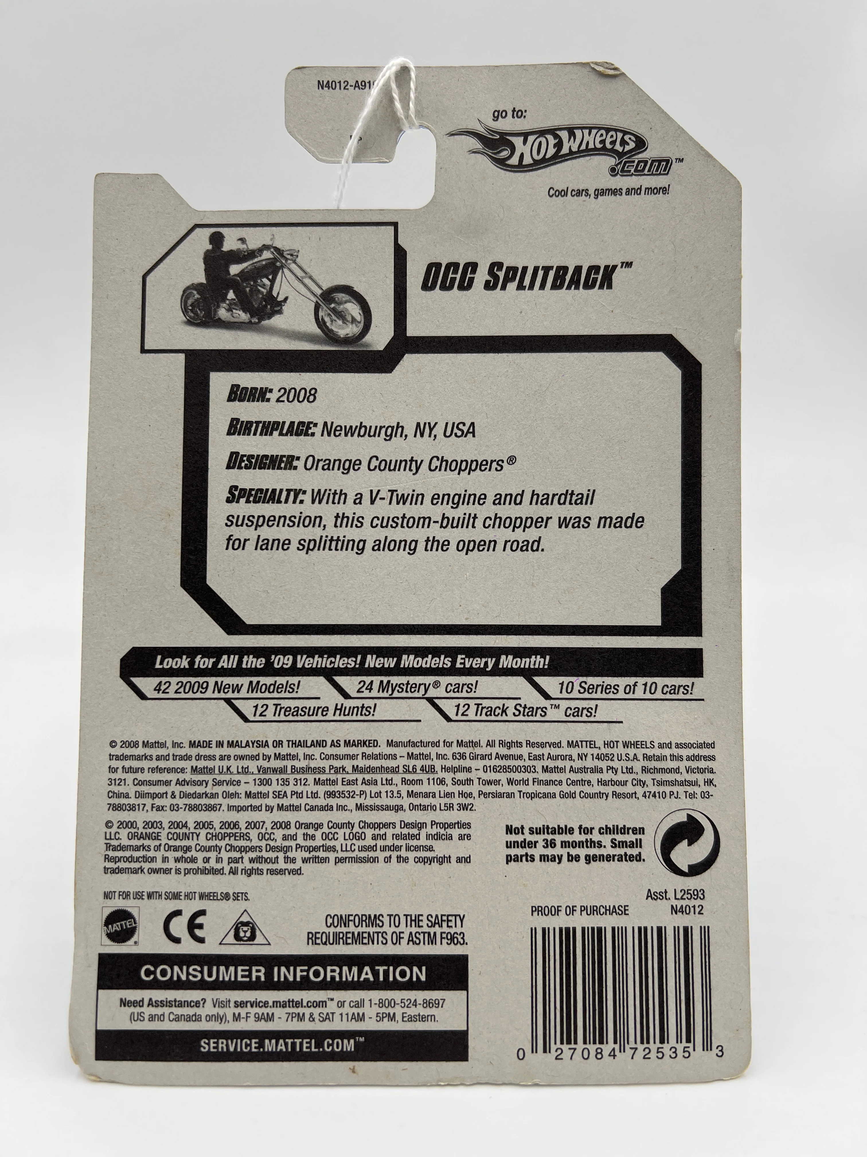 2009 Hot Wheels New Models #9 OCC Splitback Red 50G - Image 6