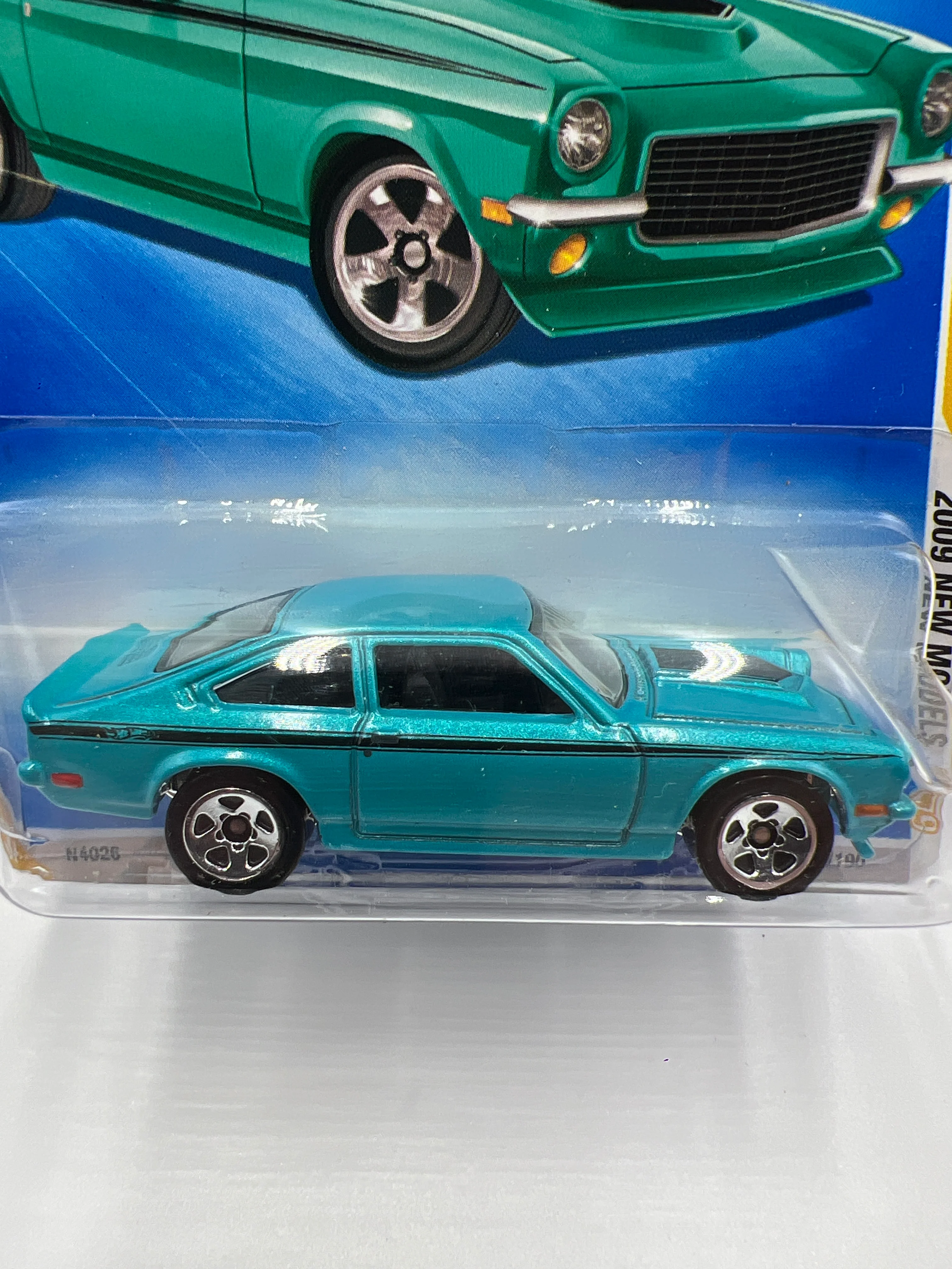 2009 Hot Wheels New Models #23 Custom V-8 Vega Light Blue 9H - Image 3