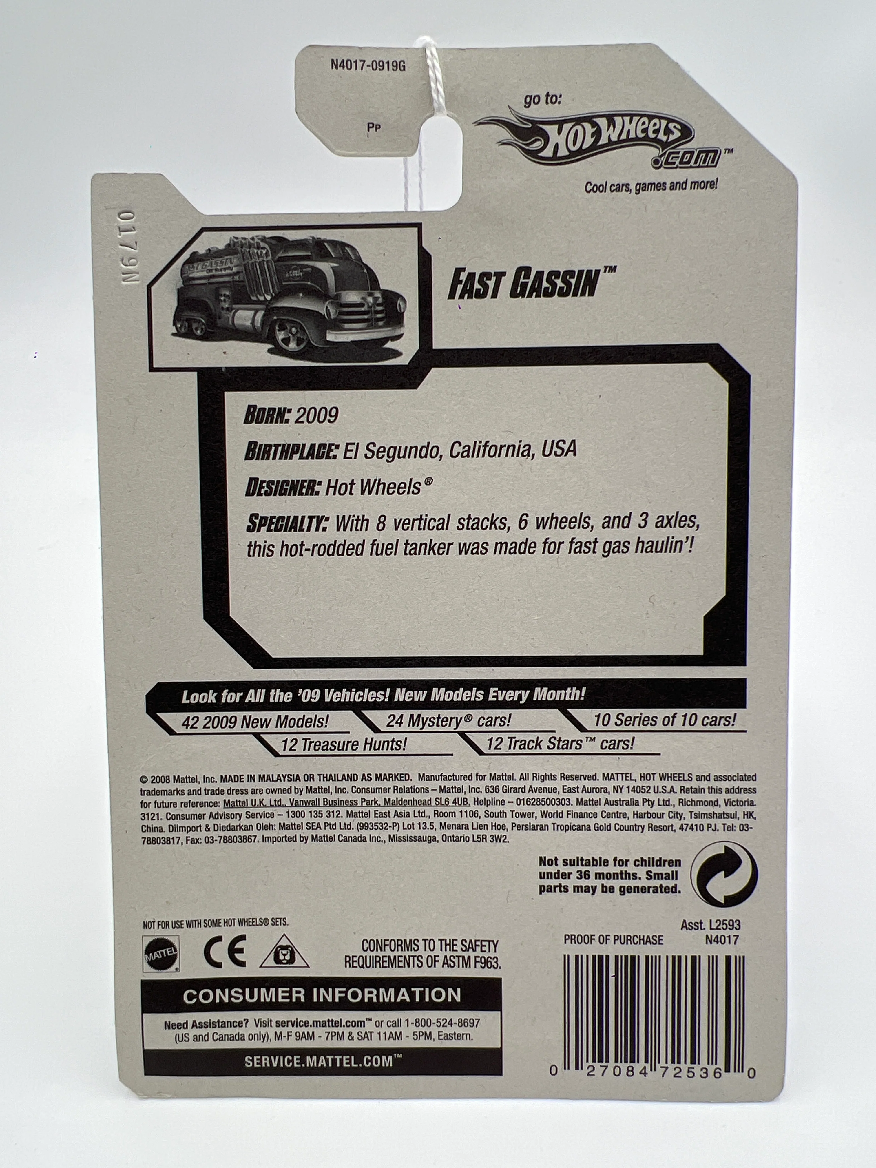 2009 Hot Wheels New Models #14 Fast Gassin Red aa4 - Image 6