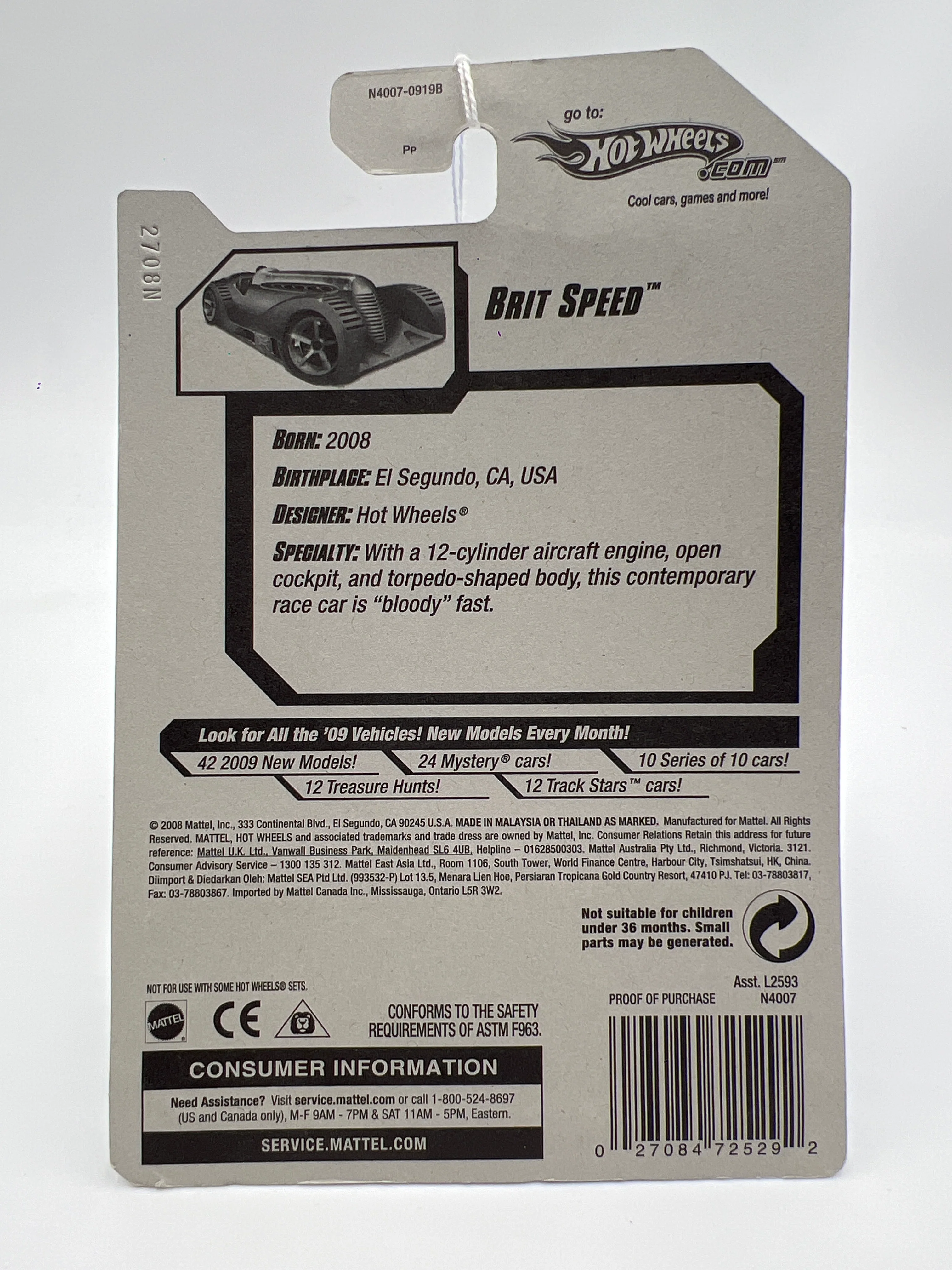 2009 Hot Wheels New Models #4 Brit Speed Green aa6 - Image 6