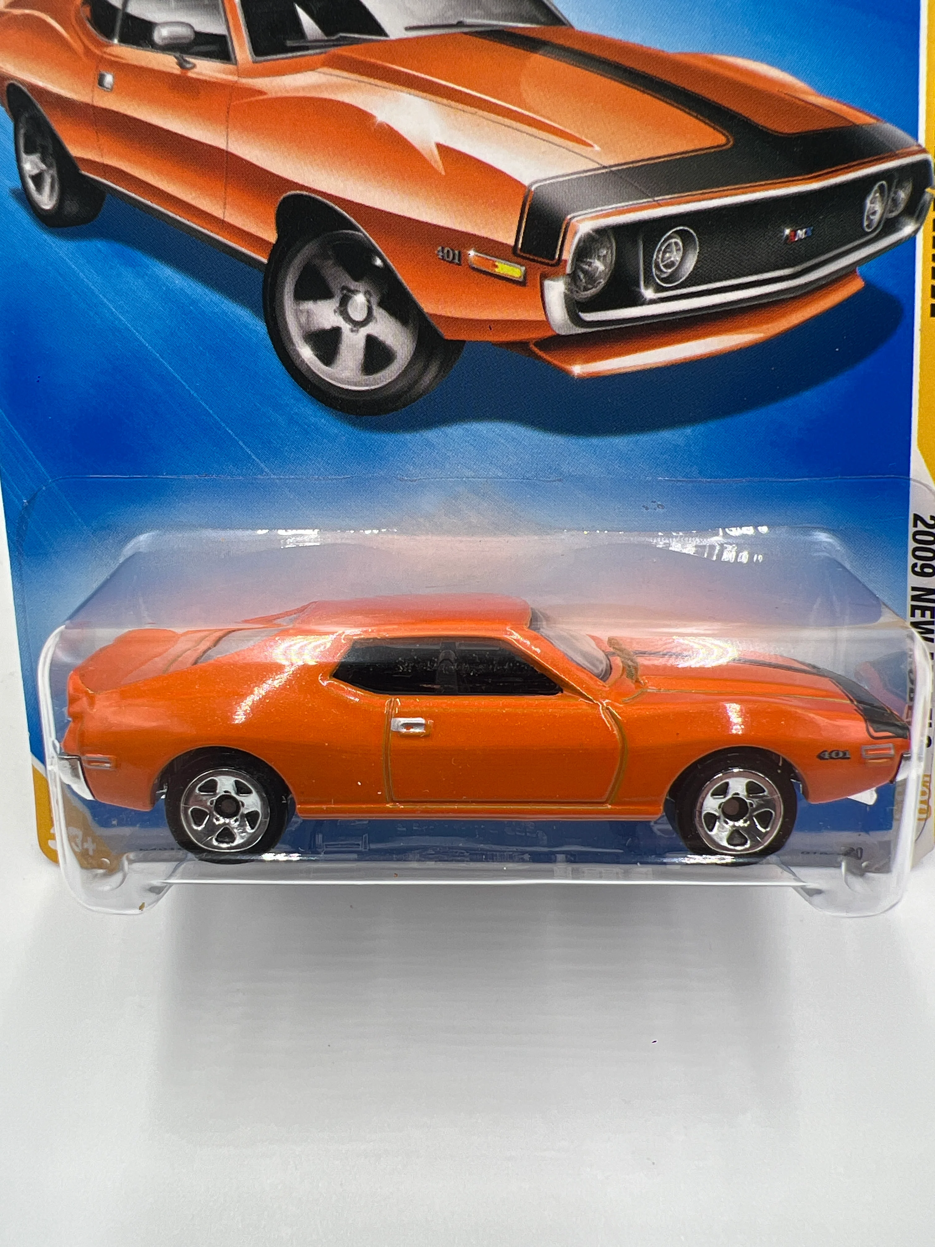 2009 Hot Wheels New Models #16 AMC Javelin AMX Orange 46A - Image 3