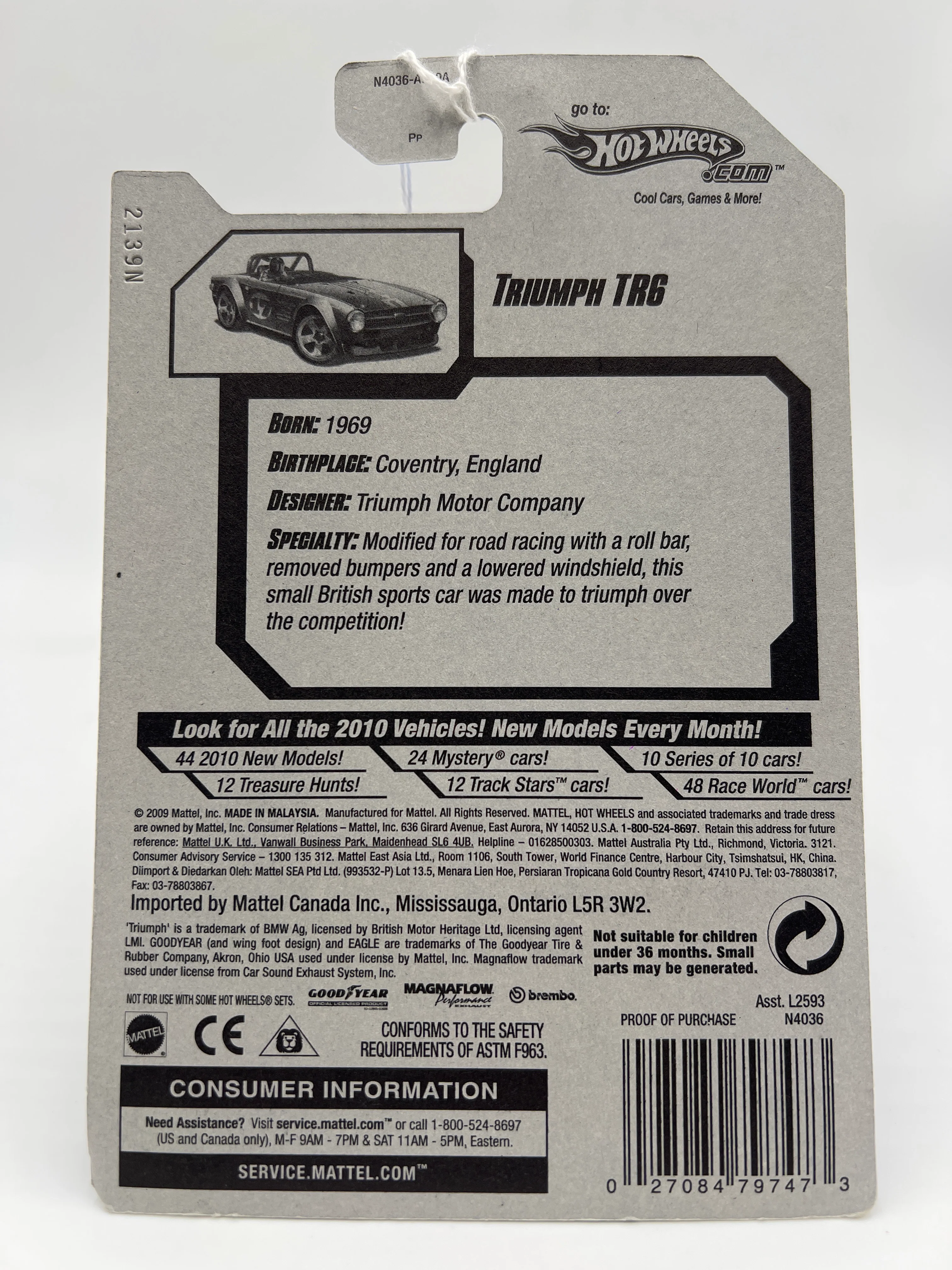 2009 Hot Wheels New Models #33 Triumph TR6 Green 67C - Image 6