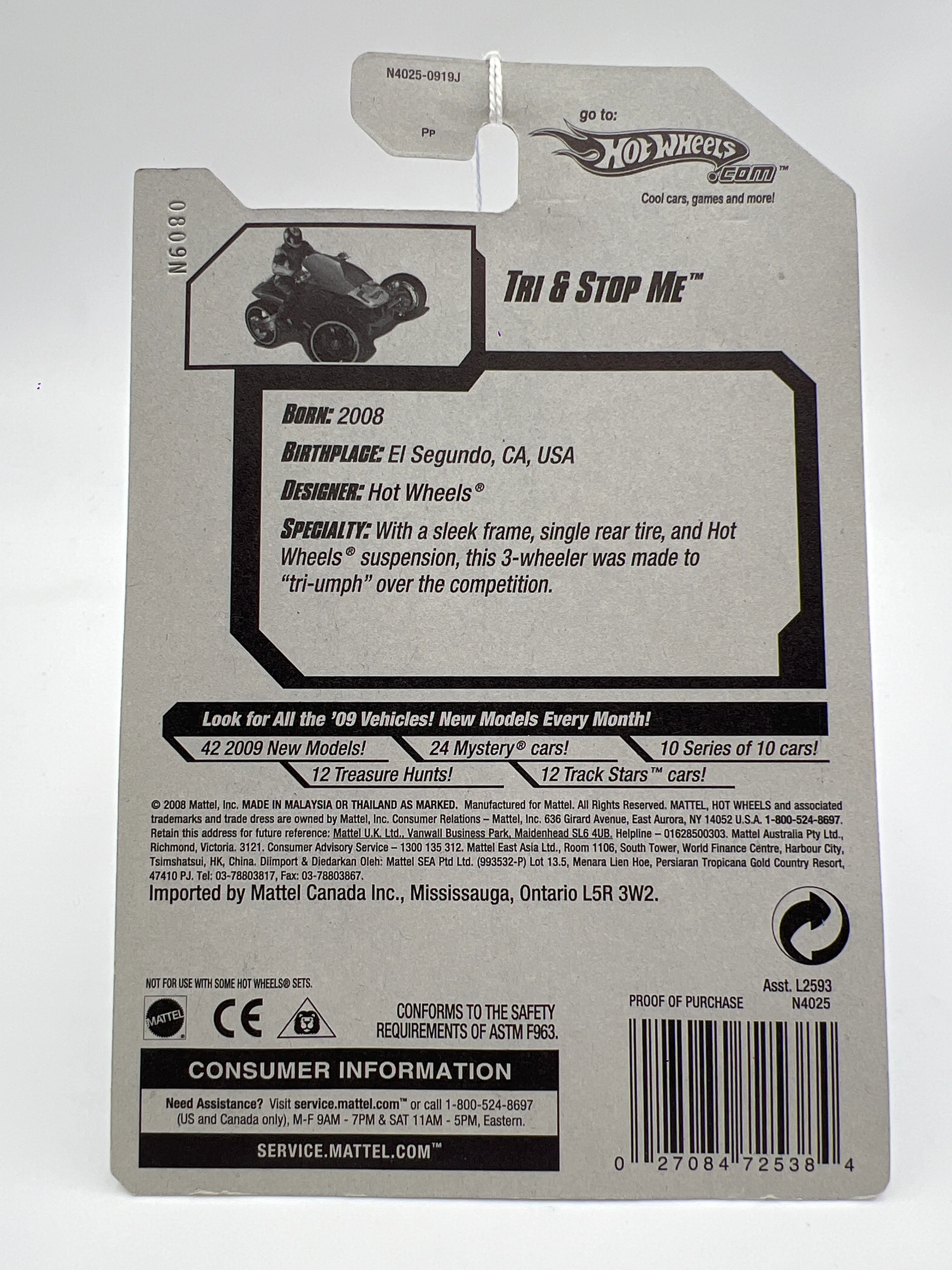 2009 Hot Wheels New Models #22 Tri & Stop Me Orange BB9 - Image 6