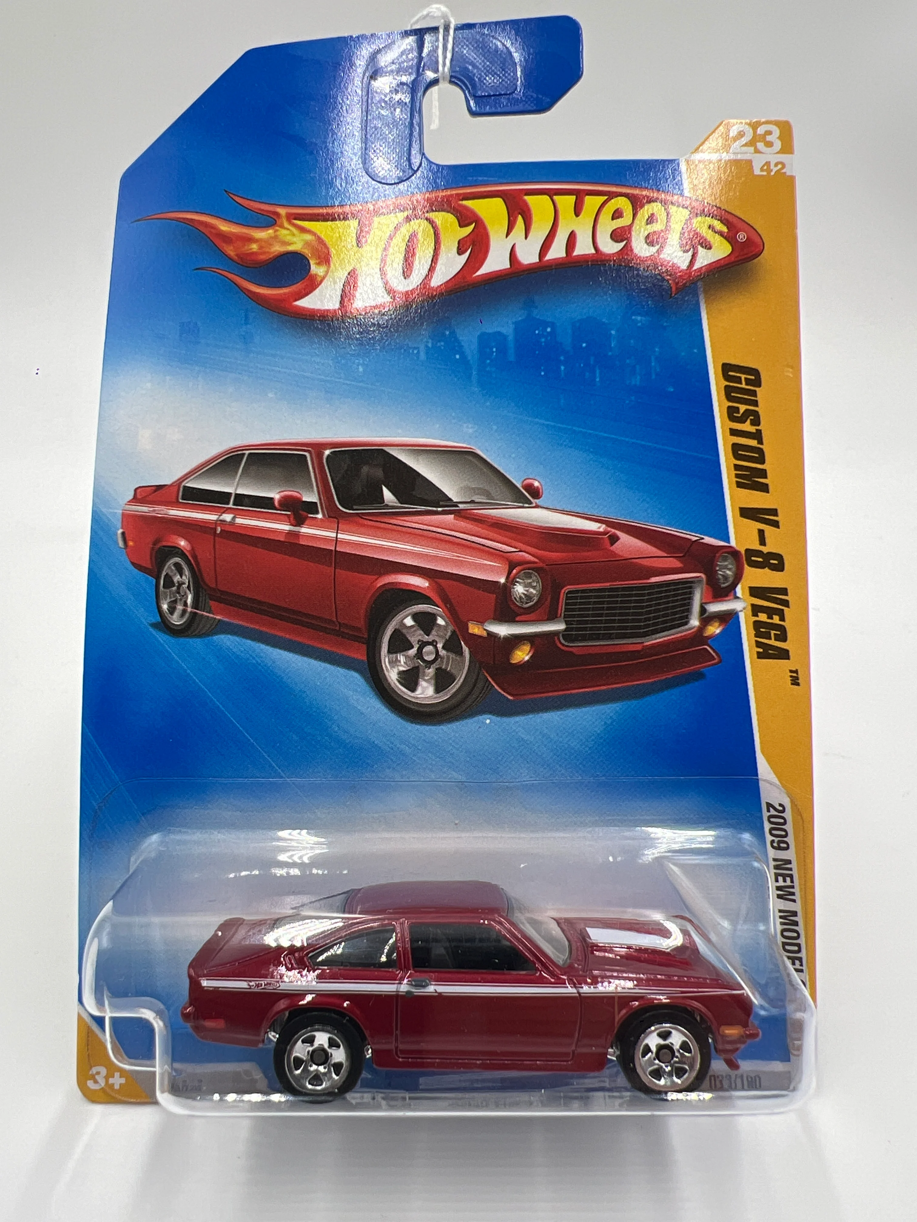 2009 Hot Wheels New Models #23 Custom V-8 Vega Red 9i - Image 2