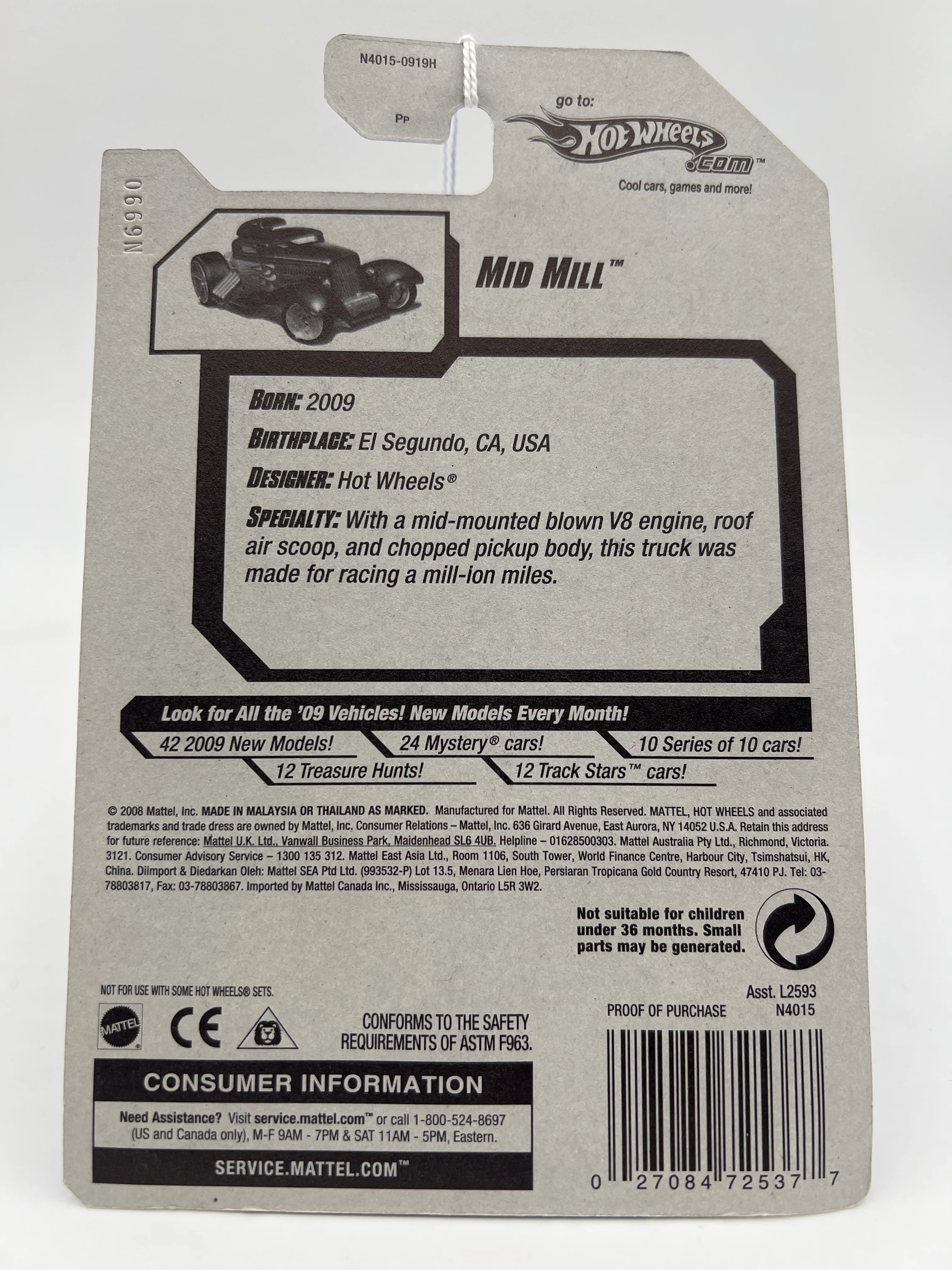 2009 Hot Wheels New Models #12 Mid Mill Black - Image 6