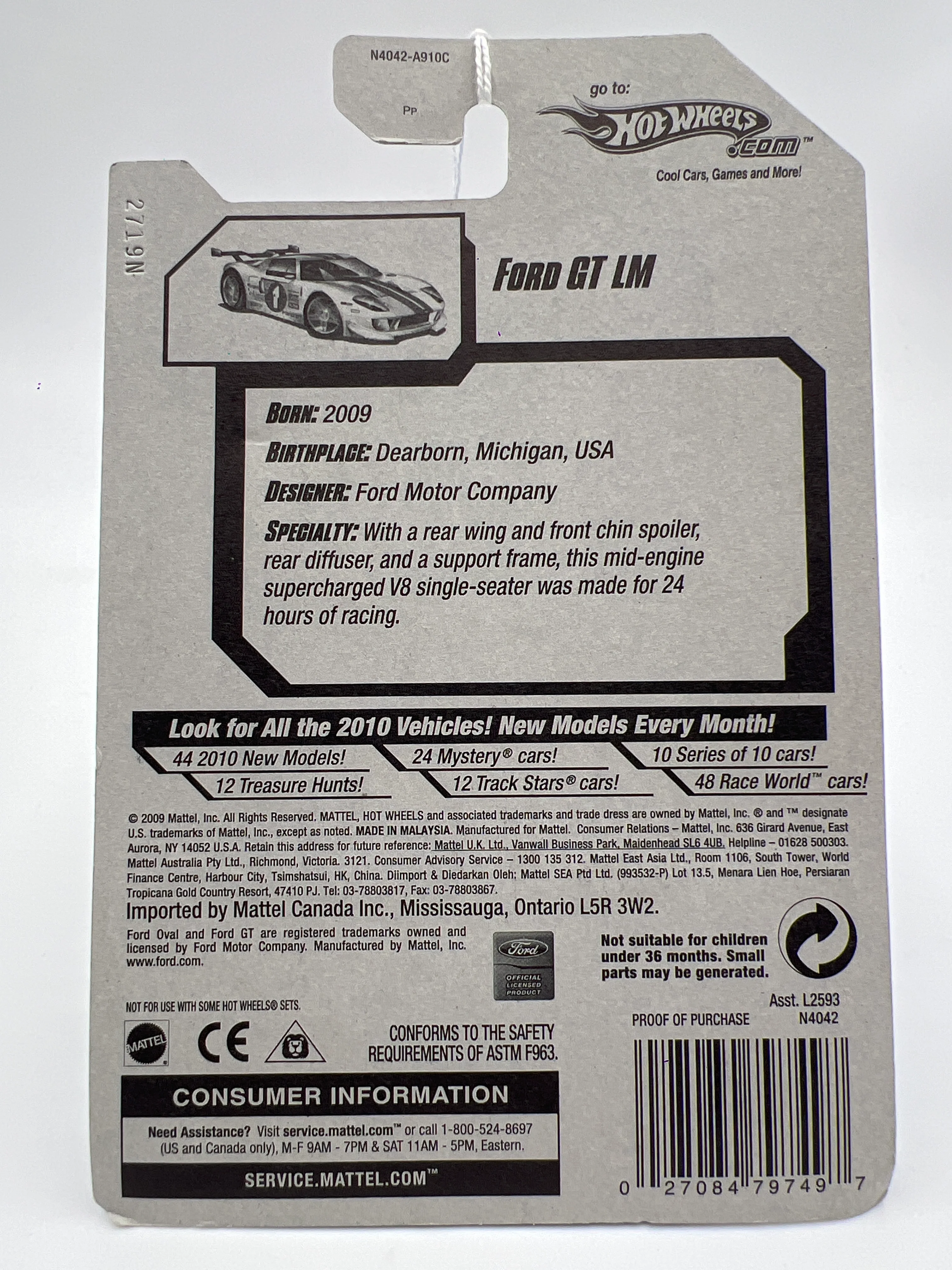 2009 Hot Wheels New Models #39 Ford GT LM White 30E - Image 6