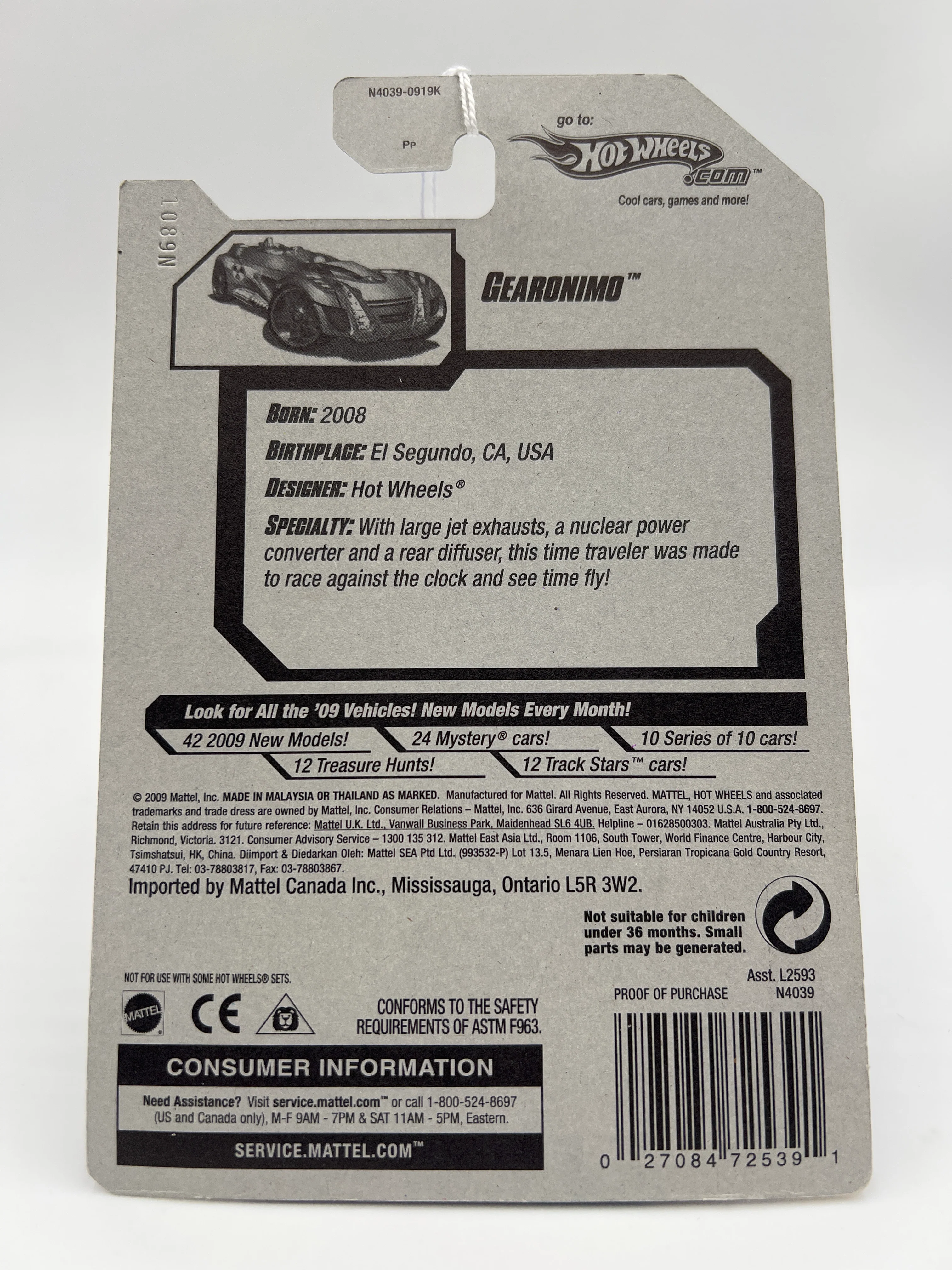2009 Hot Wheels New Models #36 Gearonimo Red CC7 - Image 6