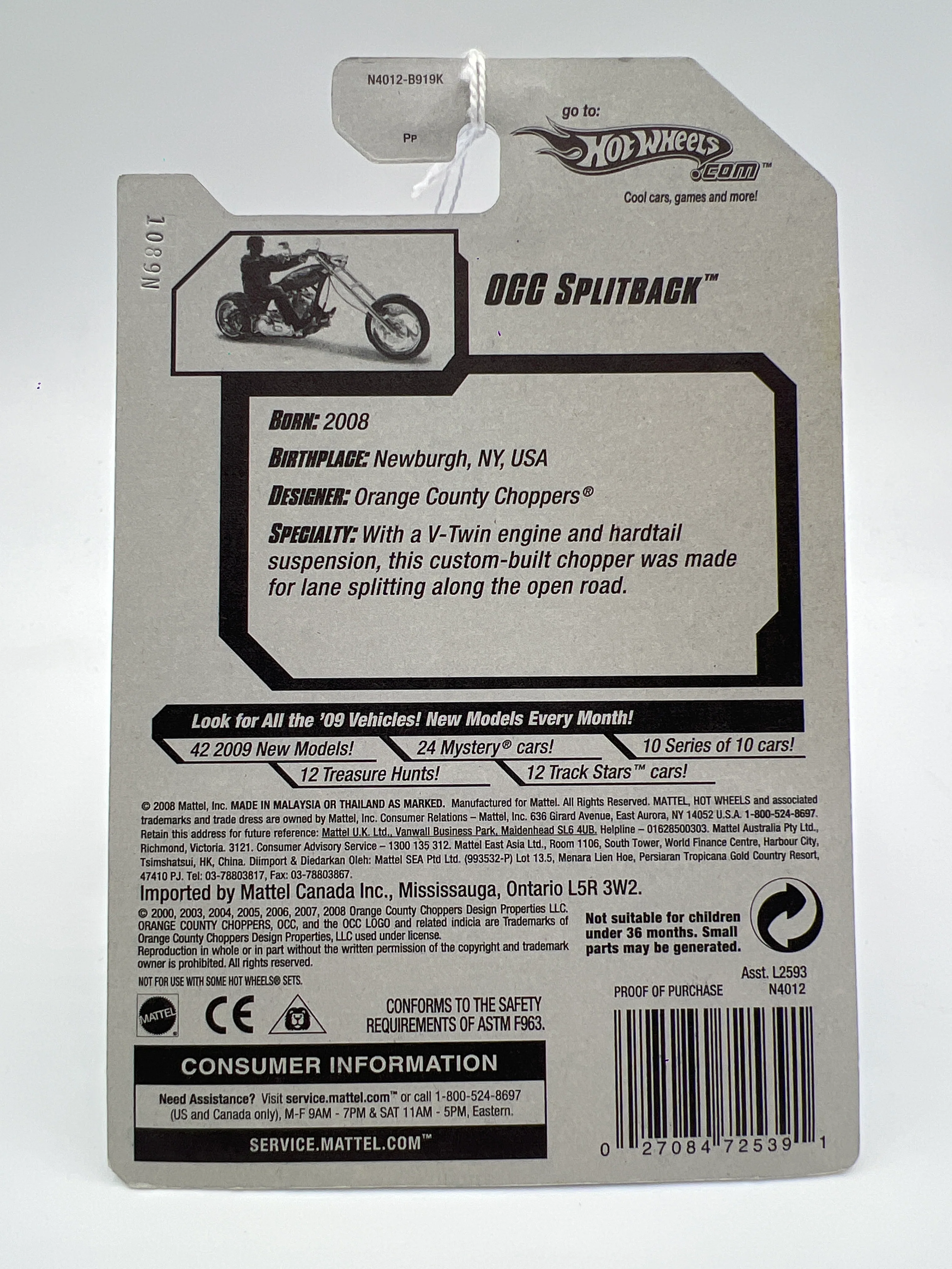2009 Hot Wheels New Models #9 OCC Splitback Black 50G - Image 6