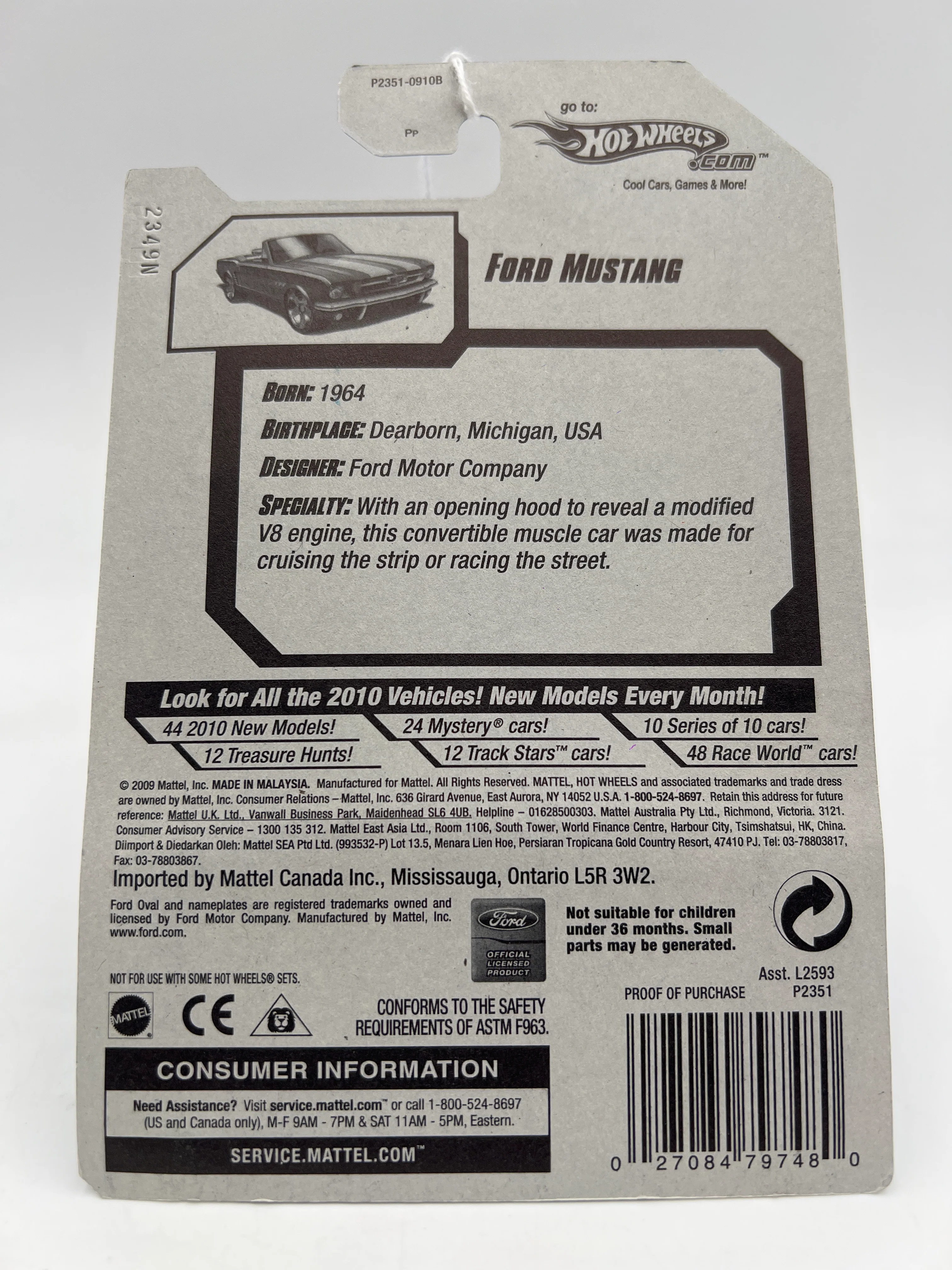 2009 Hot Wheels Treasure Hunts #43 Ford Mustang Red - Image 7