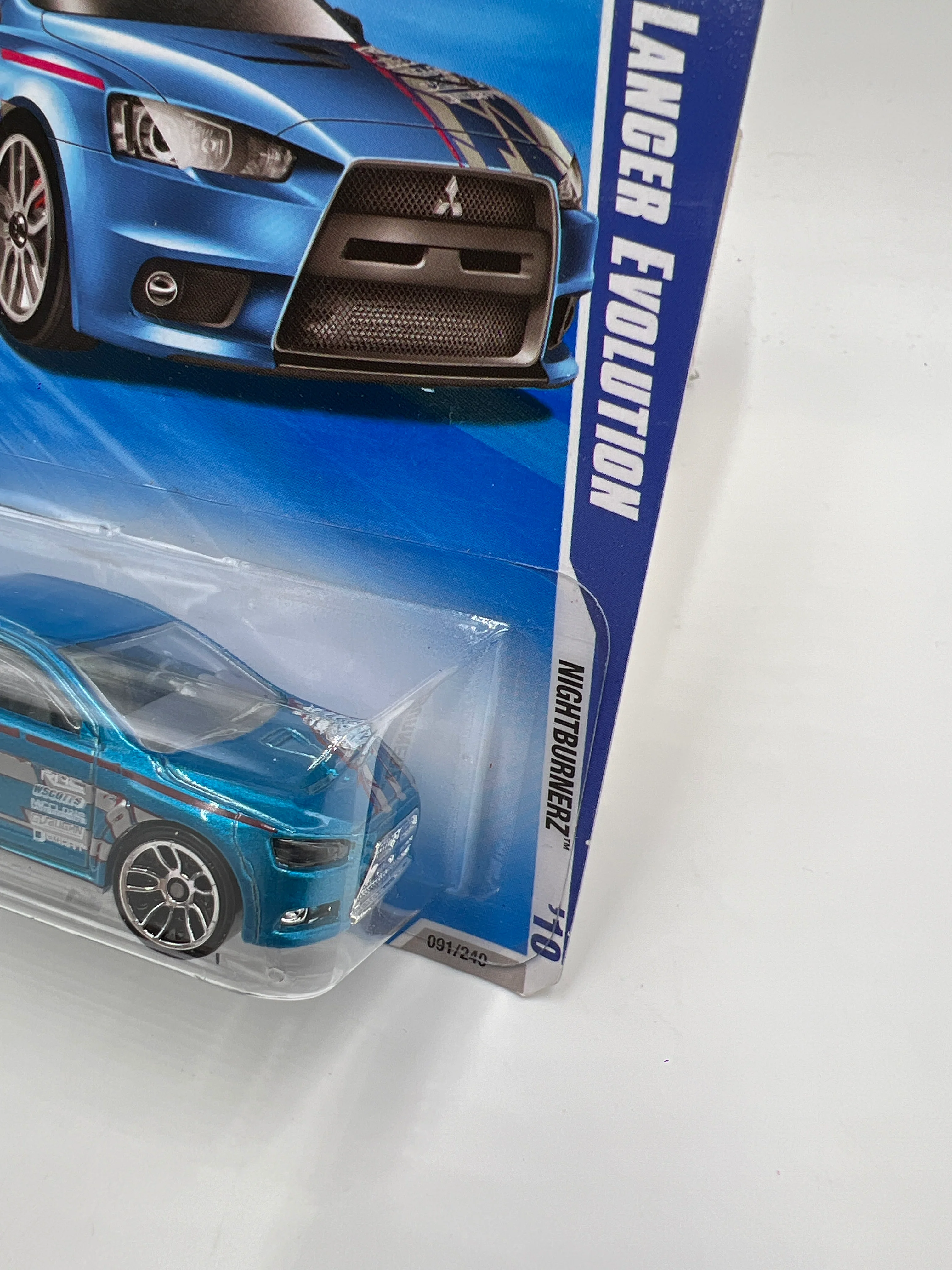 2010 Hot Wheels Nightburnerz #91 2008 Lancer Evolution Blue 92A - Image 3