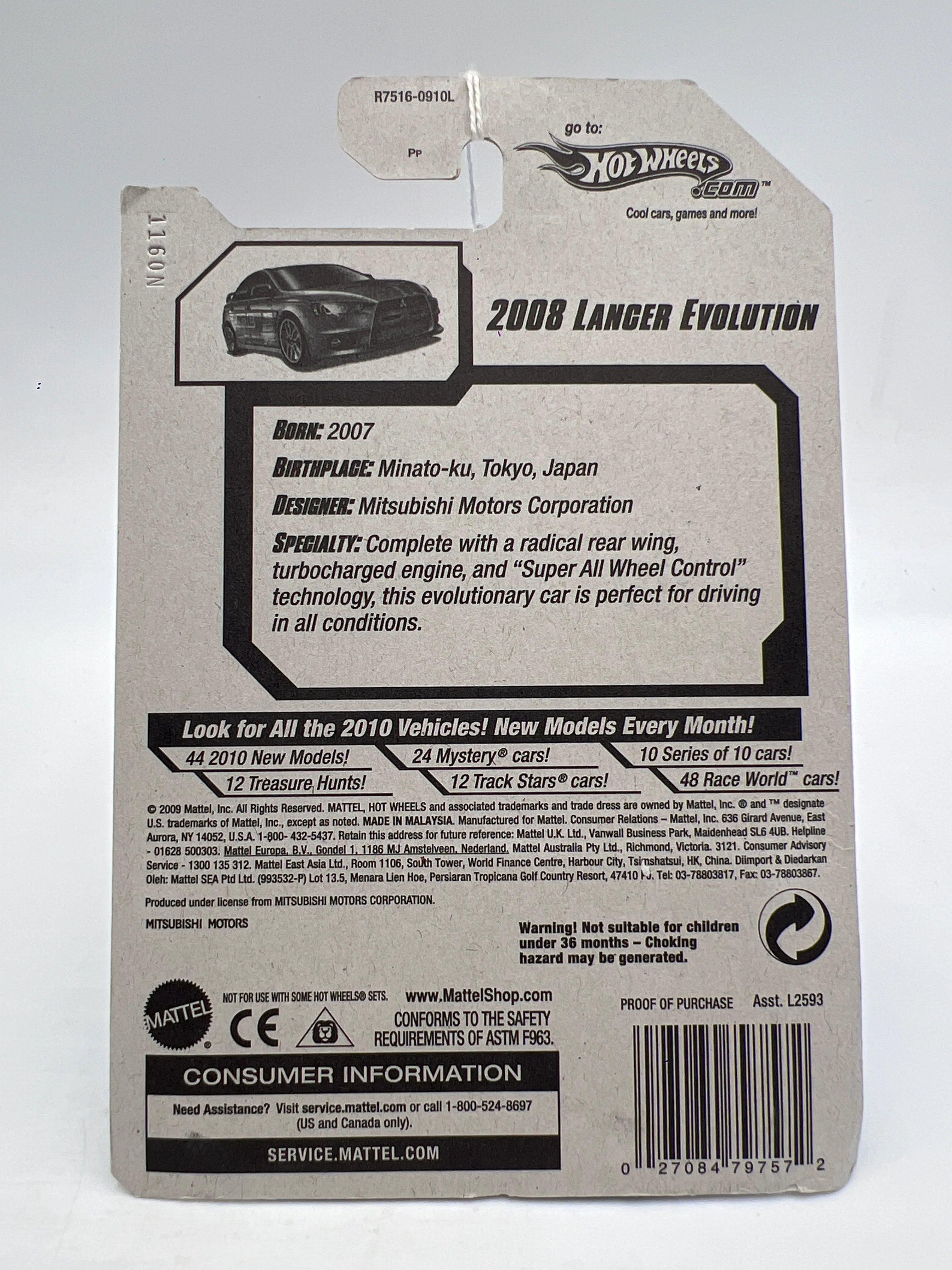 2010 Hot Wheels Nightburnerz #91 2008 Lancer Evolution Blue 92A - Image 6