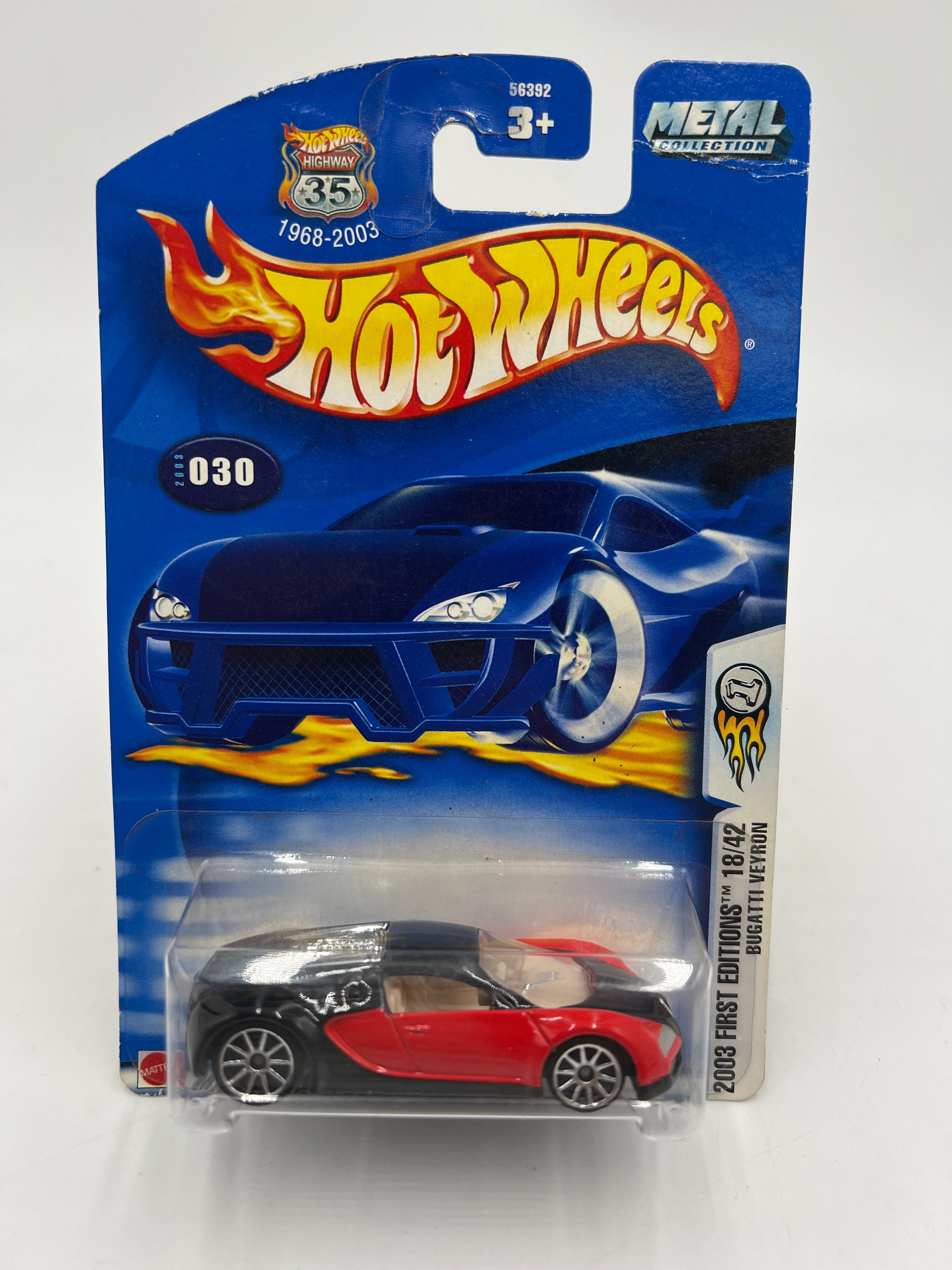 2003 Hot Wheels First Editions #30 Bugatti Veyron Red/Black W/Protector SR - Image 2