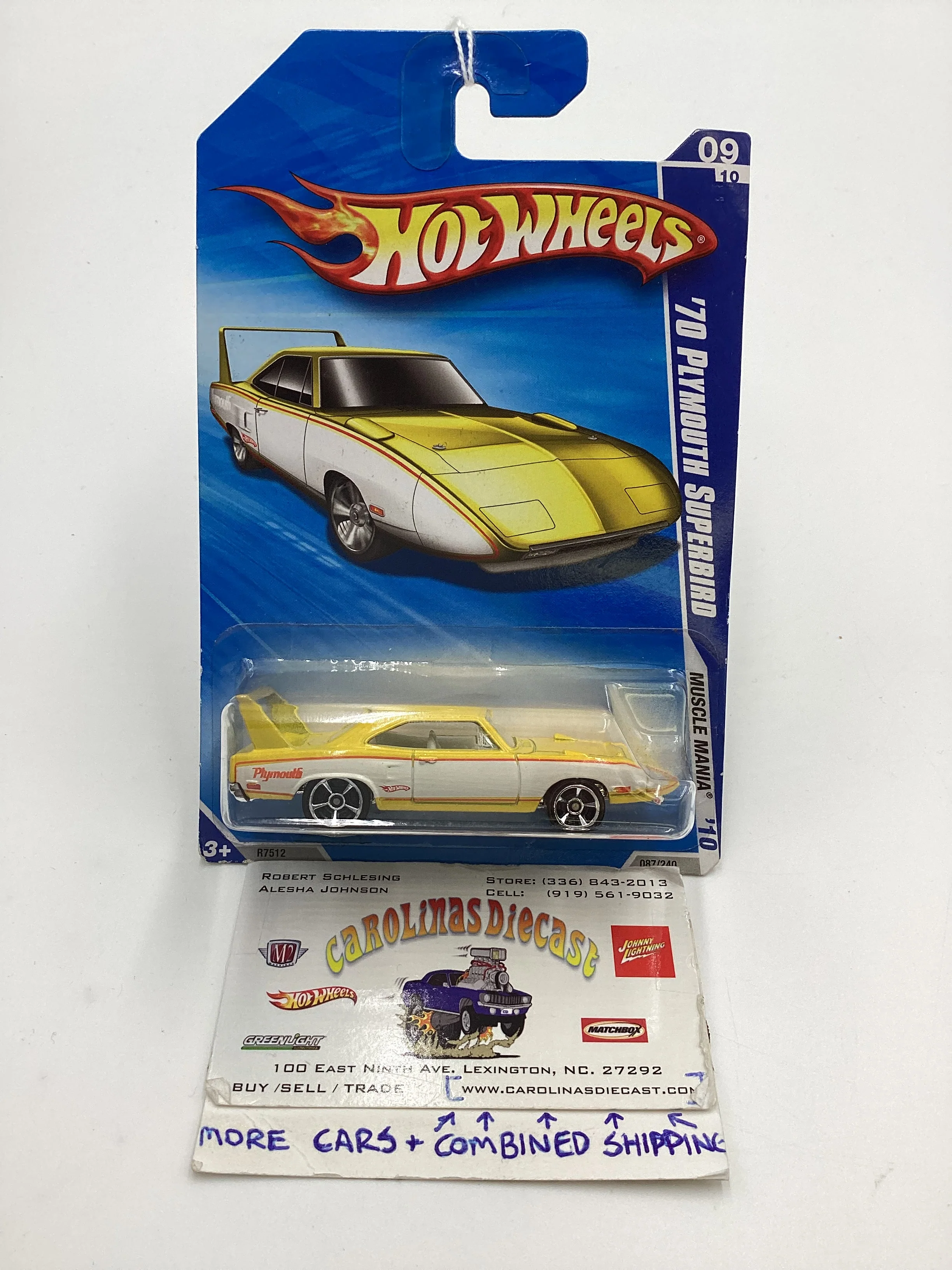 2010 Hot Wheels #087 70 Plymouth Superbird Yellow/White 37C