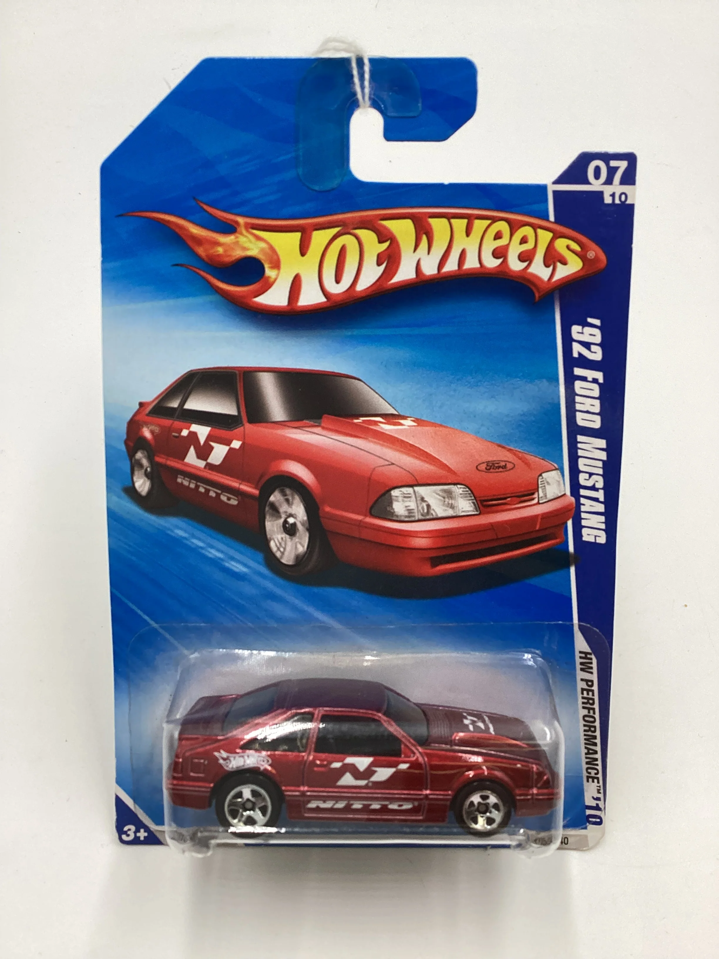 2010 Hot Wheels 92 Ford Mustang Red #105 20A - Image 2