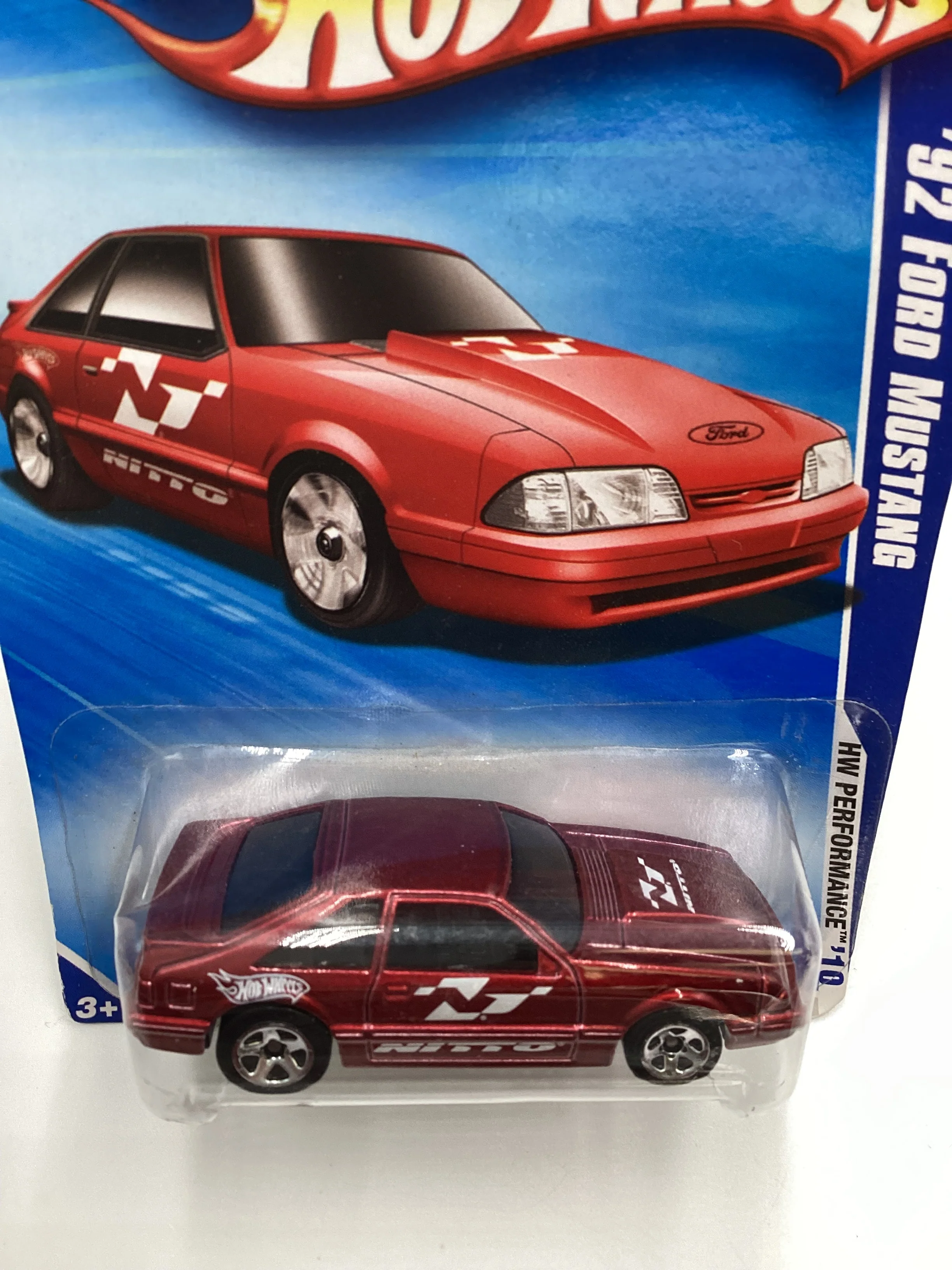 2010 Hot Wheels 92 Ford Mustang Red #105 20A - Image 6