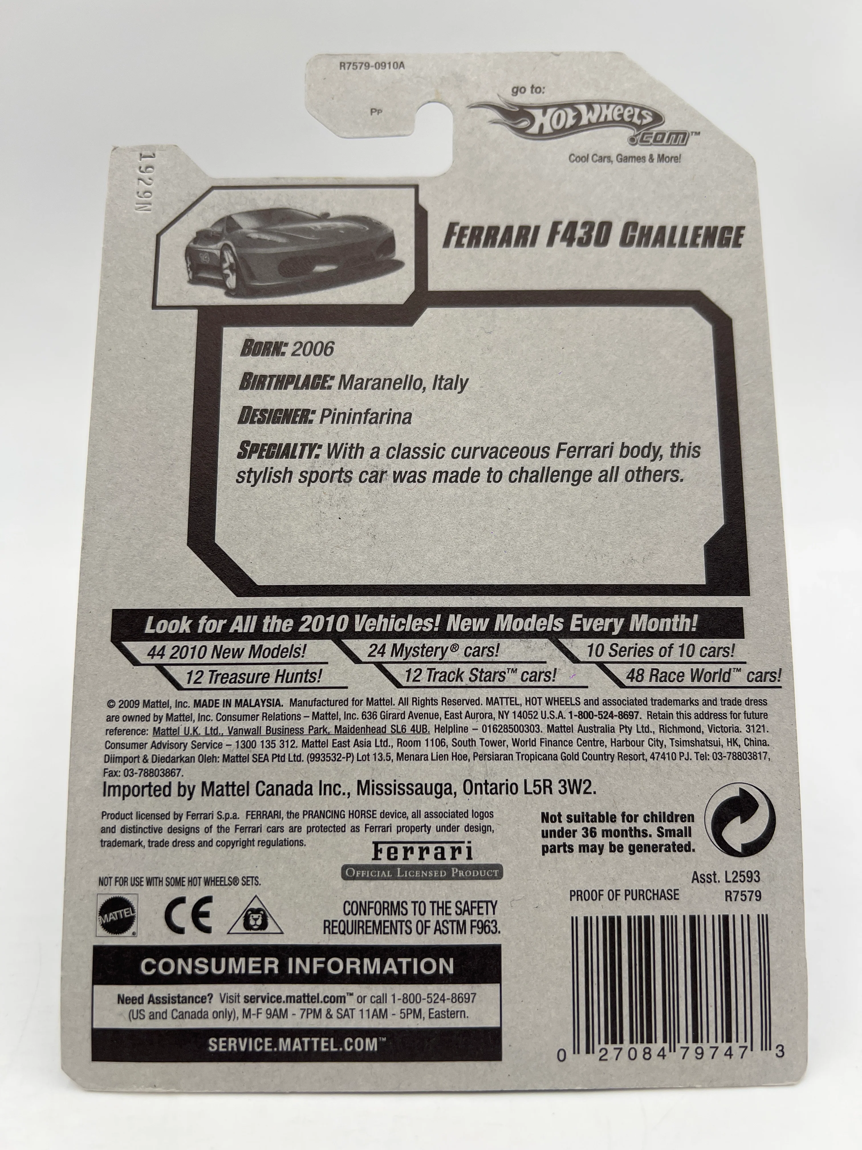 2010 Hot Wheels Racing #154 Ferrari F430 Challenge W/Protector SR - Image 7