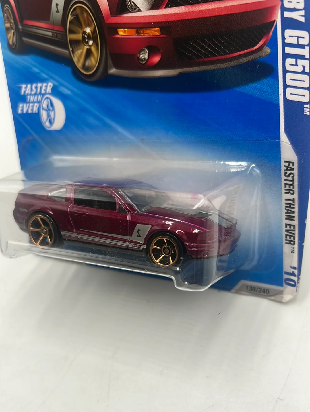 2010 Hot Wheels Faster Than Ever ‘07 Ford Shelby GT500 Maroon 138/240 26G - Image 3