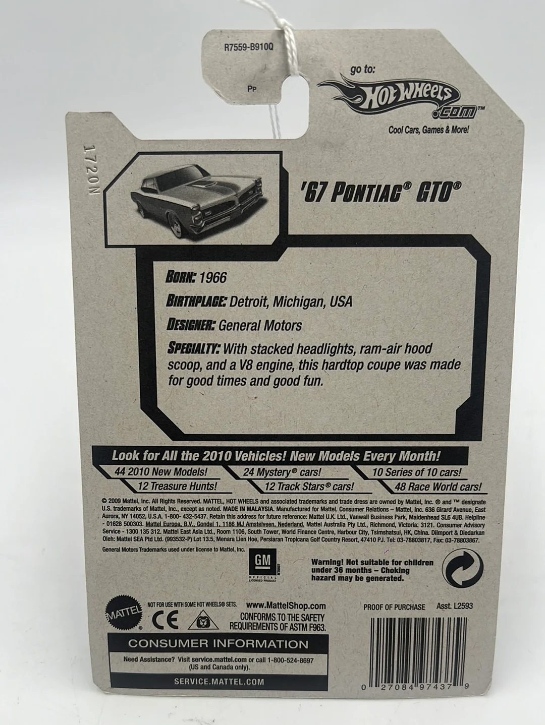 2010 Hot Wheels Faster Than Ever ‘67 Pontiac GTO Orange 134/240 60D - Image 6