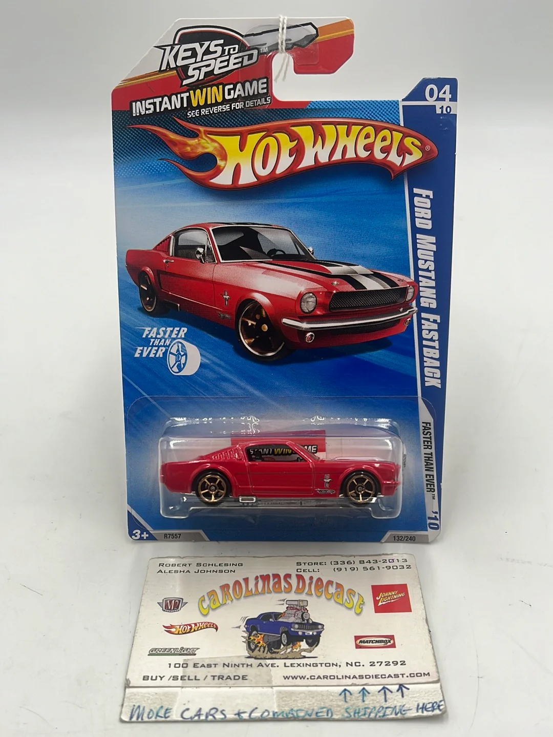 2010 Hot Wheels Faster Than Ever Ford Mustang Fastback Red Keys to Speed 132/240 25H