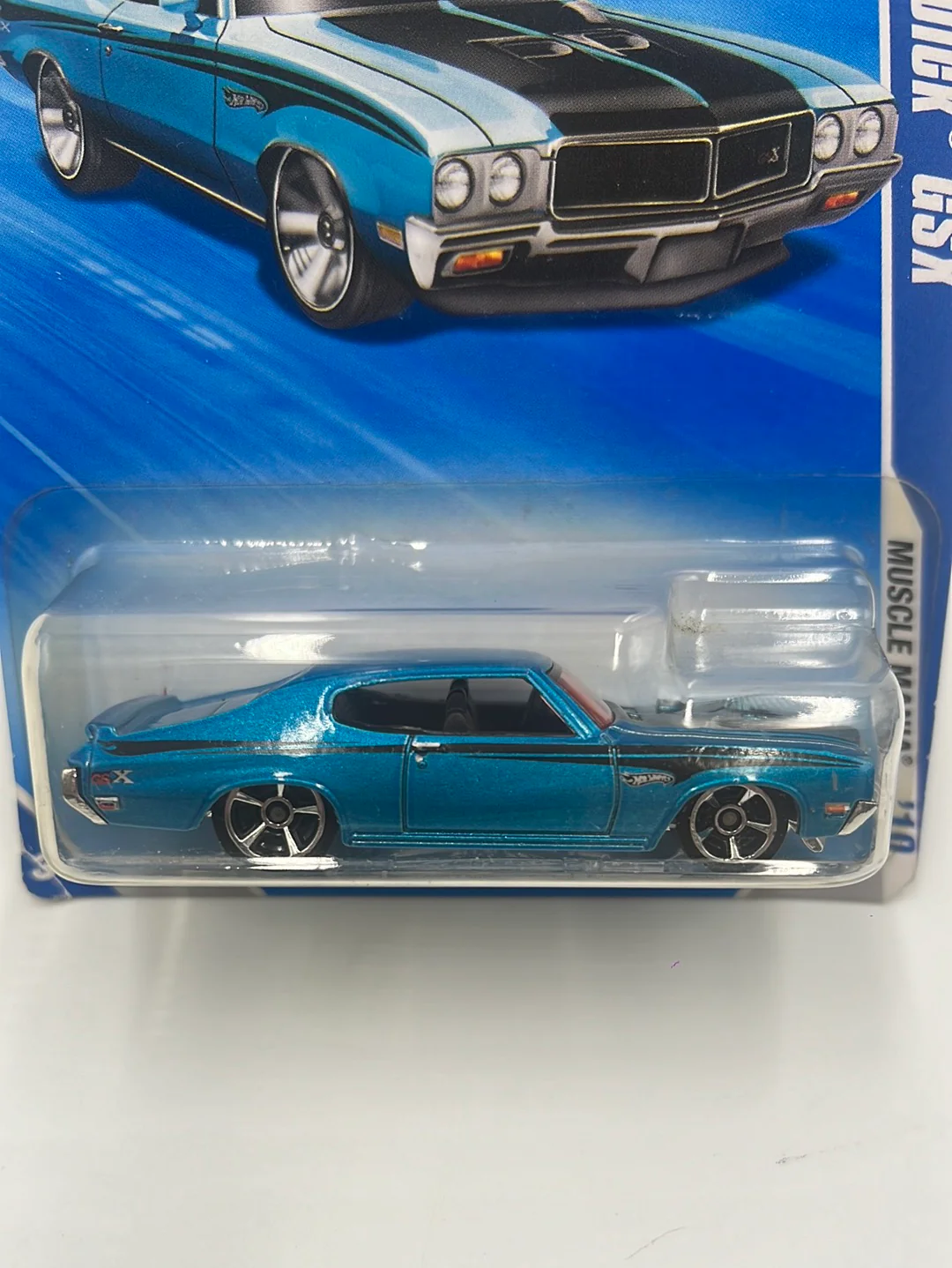 2010 Hot Wheels Muscle Mania ‘70 Buick GSX Blue w/Pink Window Variation 83/240 - Image 3