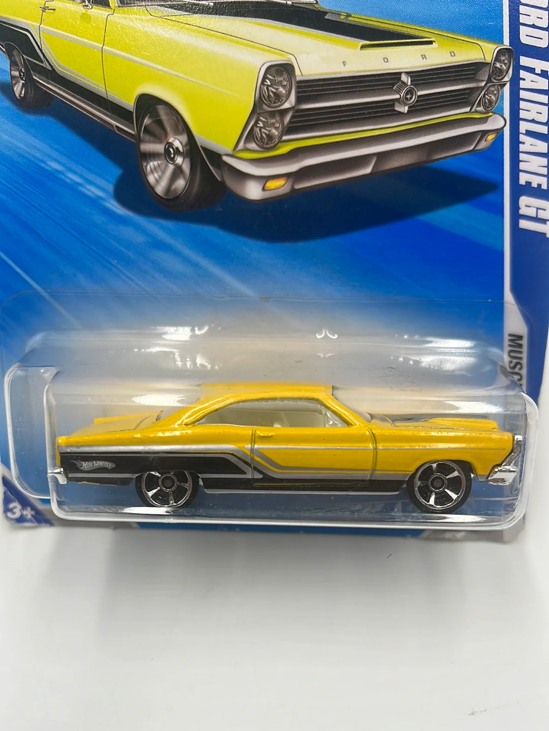 2010 Hot Wheels Muscle Mania ‘66 Ford Fairlane GT Yellow 82/240 34E - Image 3
